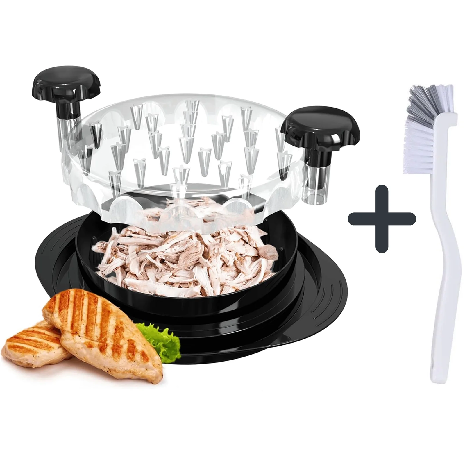 HYEASTR Chicken Shredder, 9.8″ Visible Chicken Breast Shredder Tool Twist, Chicken Shredder Bowl with Ergonomic Handle, Anti-Slip, Heat Resistant, BPA Free Meat Shredder Machine with – Black