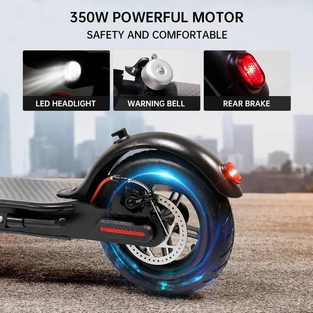 Mad Hornets 8.5″ Folding Electric Scooter 350W 35KM Range 30km/h Tool High-Torque For Adult City Commute App Control