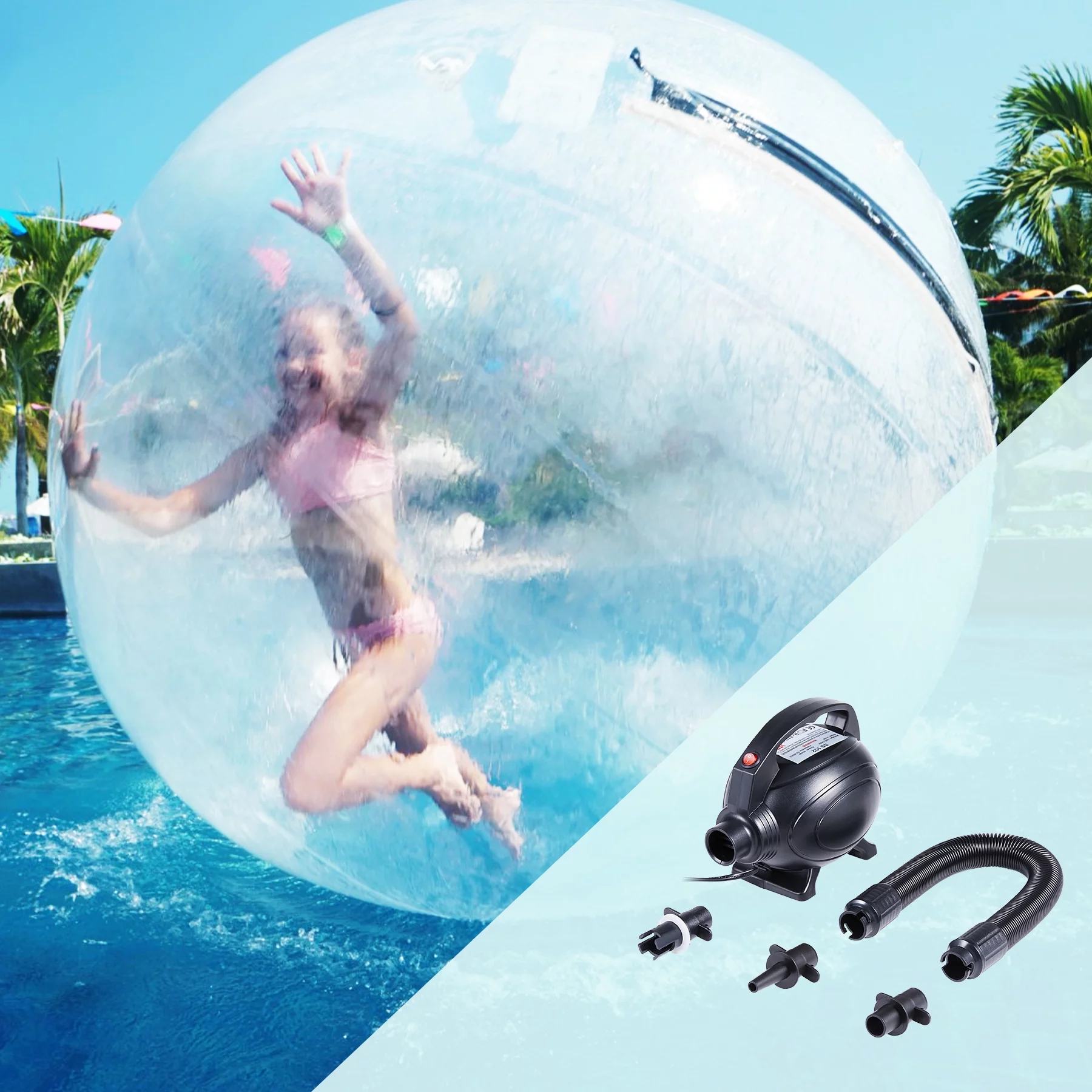 PVC 2M 6.5ft Water Walking Inflatable Ball Zorb Ball German Zipper 180KG