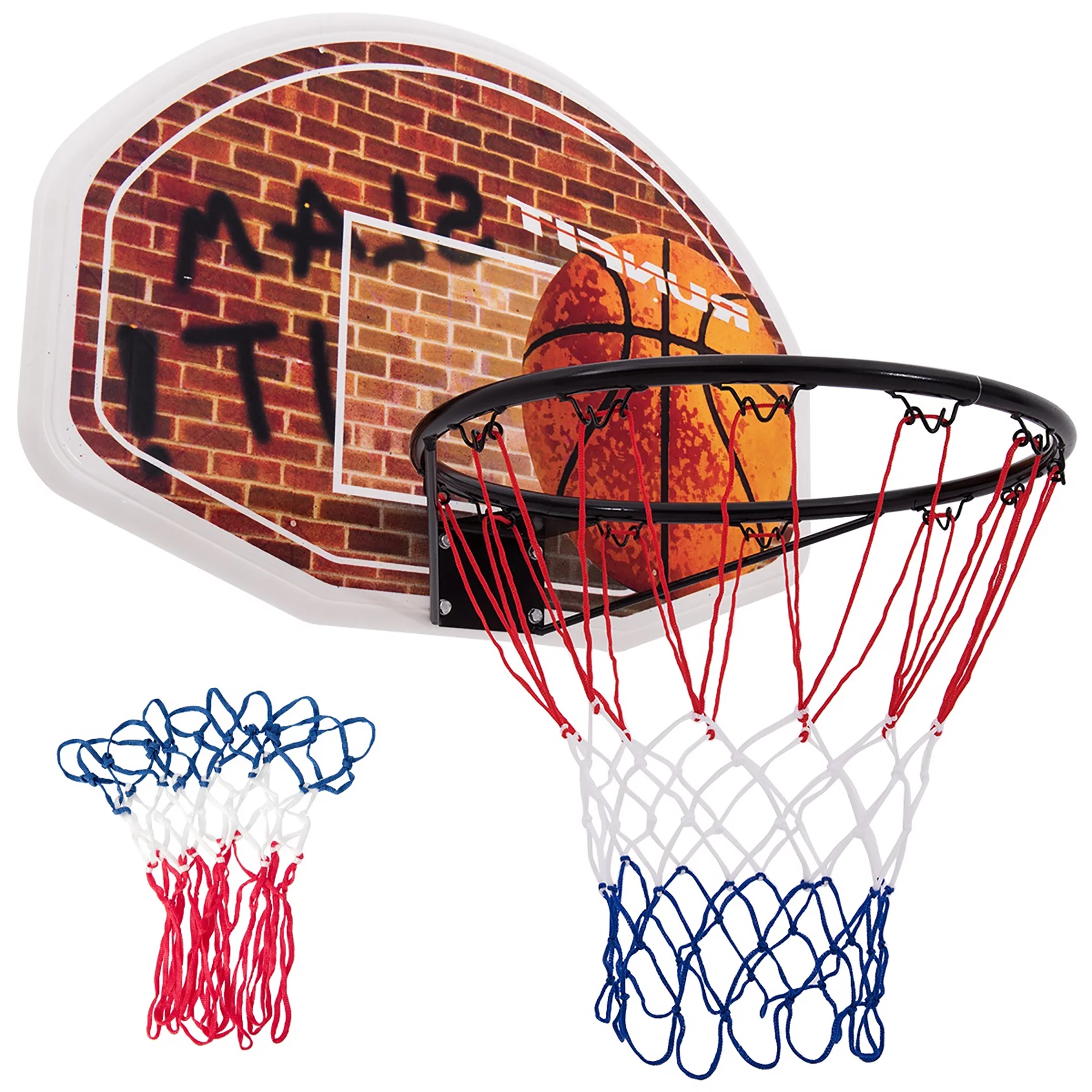 Gymax Wall Mounted Fan Backboard With Basketball Hoop and Rim Outdoor Indoor Sports