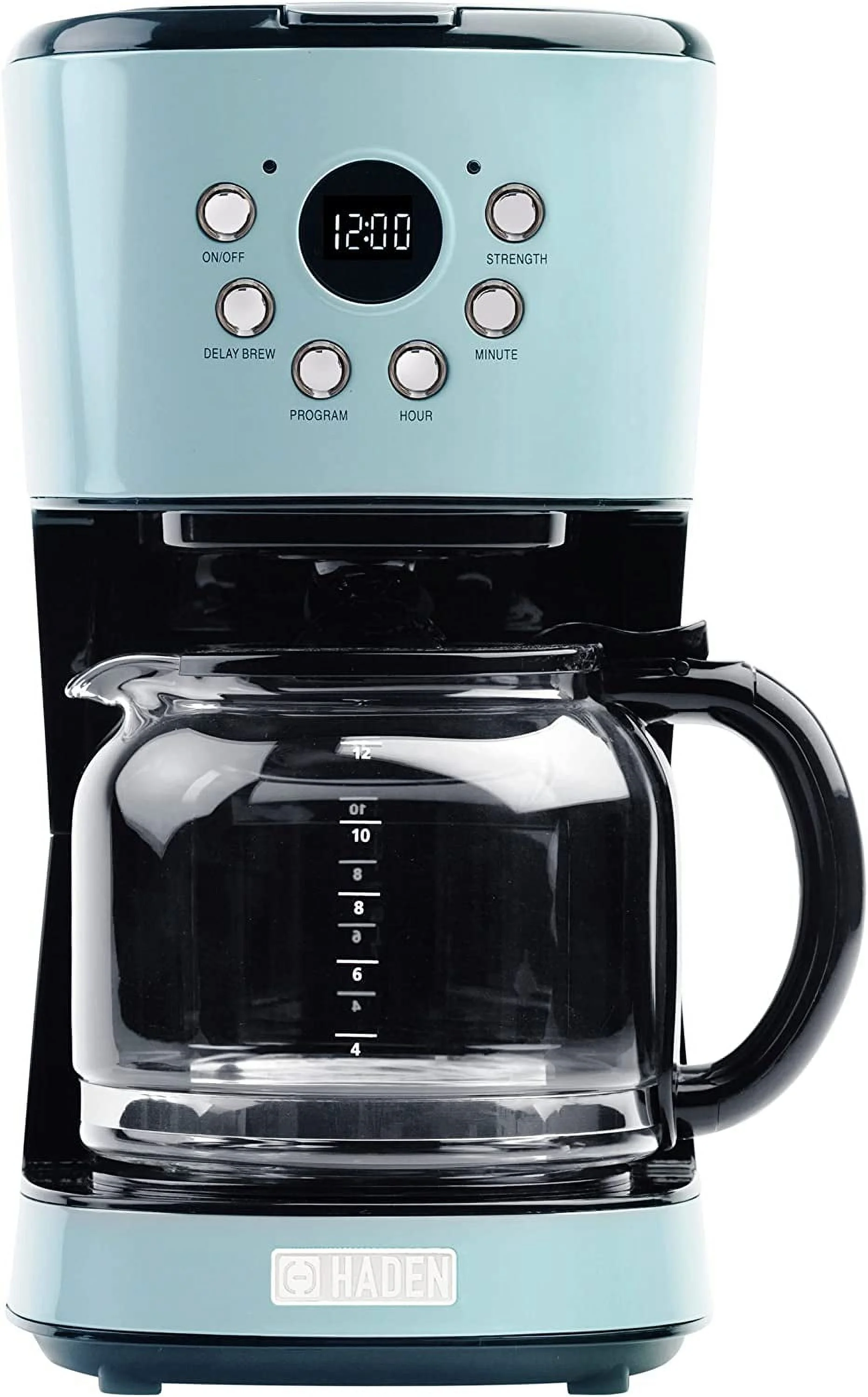 ONKER 75098 Heritage Innovative 12 Cup Capacity Programmable Vintage Retro Home Countertop Coffee Maker Machine with Glass Carafe, Black/Chrome