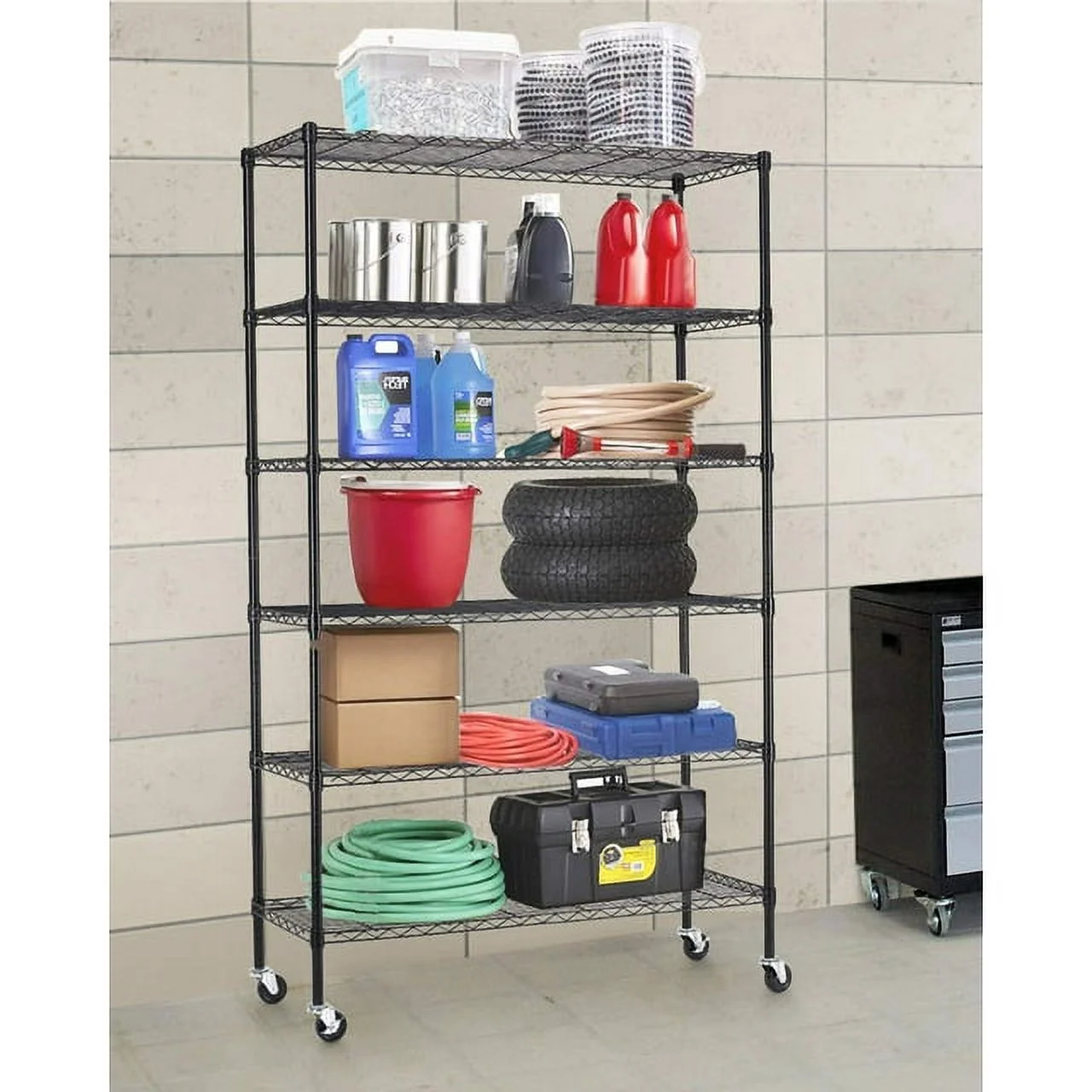 BestOffice 6 Tier Wire Shelving Unit with Wheels 2100LBS Capacity-18x48x82, Chrome