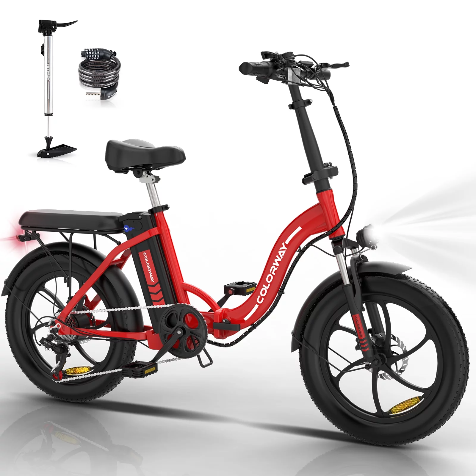 COLORWAY 500W Electric bicycles, 20×3.0in Fat Tire Eleictric Bike, 11.2Ah/36V E-Bike, 7-SHIMANO 19.9MPH Bicycle for Teenager and Adults-BK6M