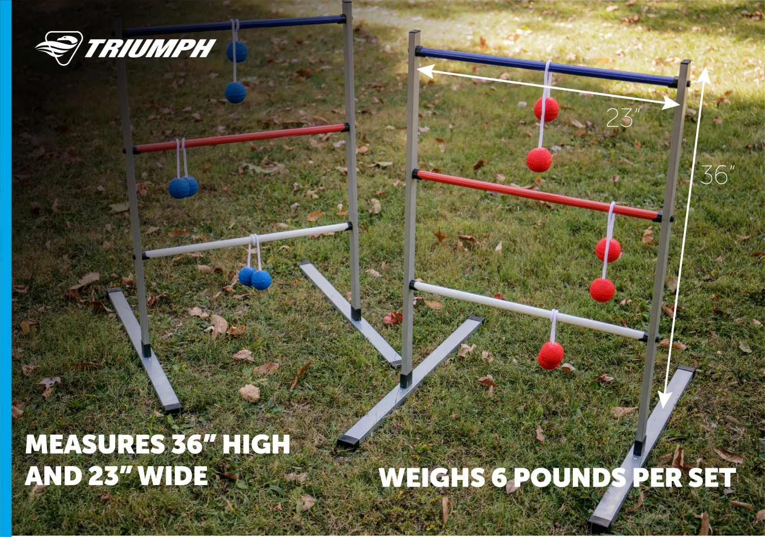 Triumph All Pro Series Press Fit Outdoor Ladderball Set Includes 6 Soft Ball Bolas and Durable Sport Carry Bag