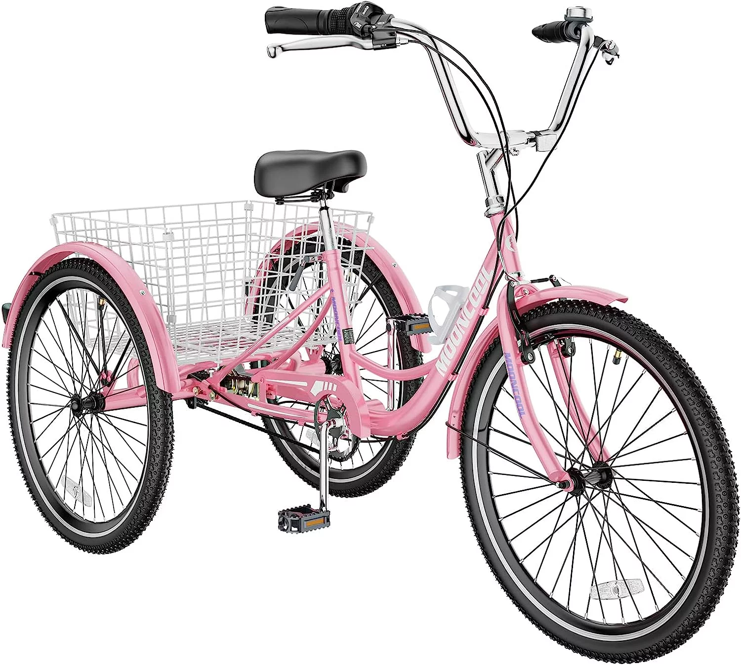 MOONCOOL Adult Tricycles, Single Speed Three Wheel Bike for Adults, 24 inches Adult Trikes for Men, Women, Seniors with Low Step Through