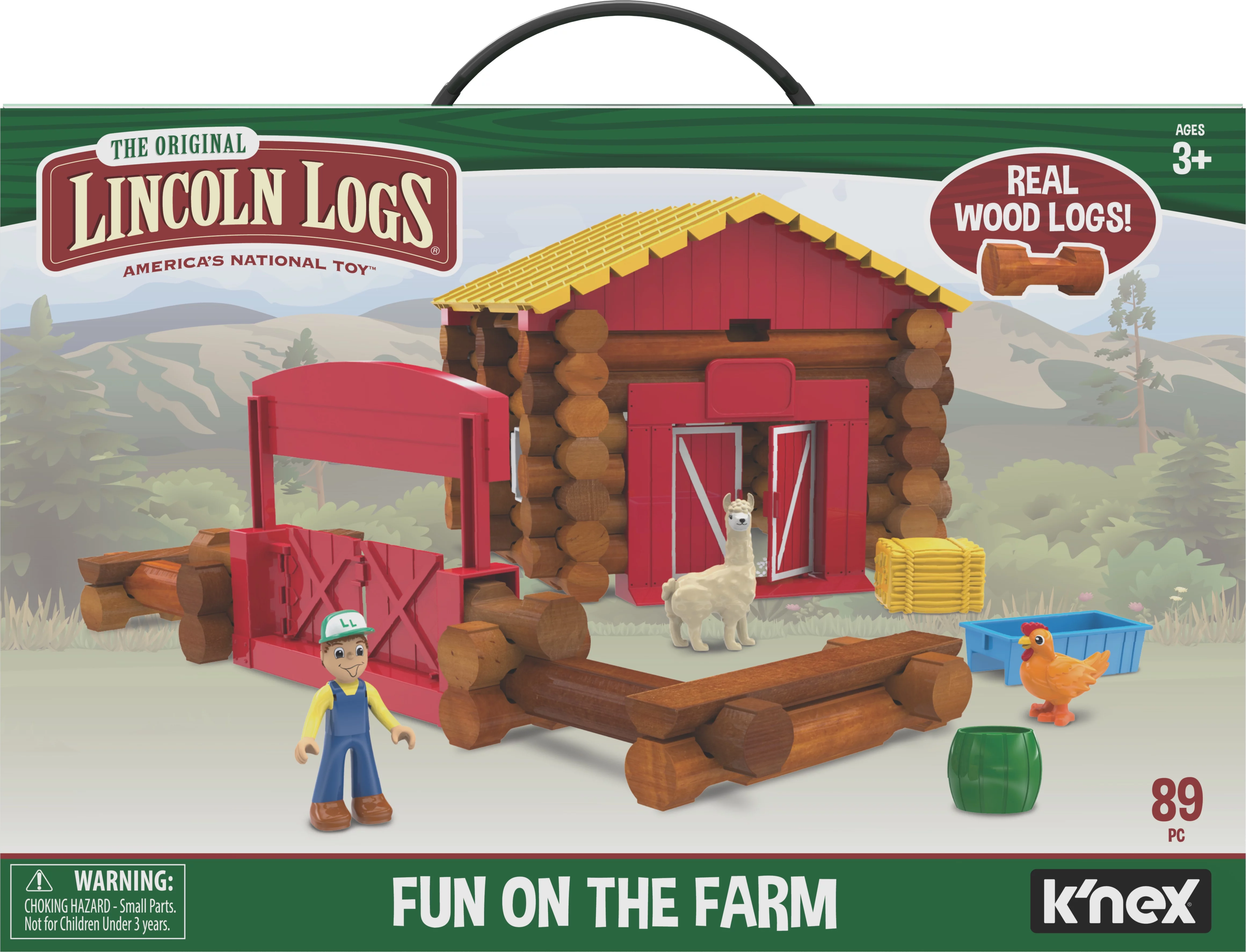 LINCOLN LOGS Fun on the Farm – Real Wood Logs – 102 parts – Ages 3 and up