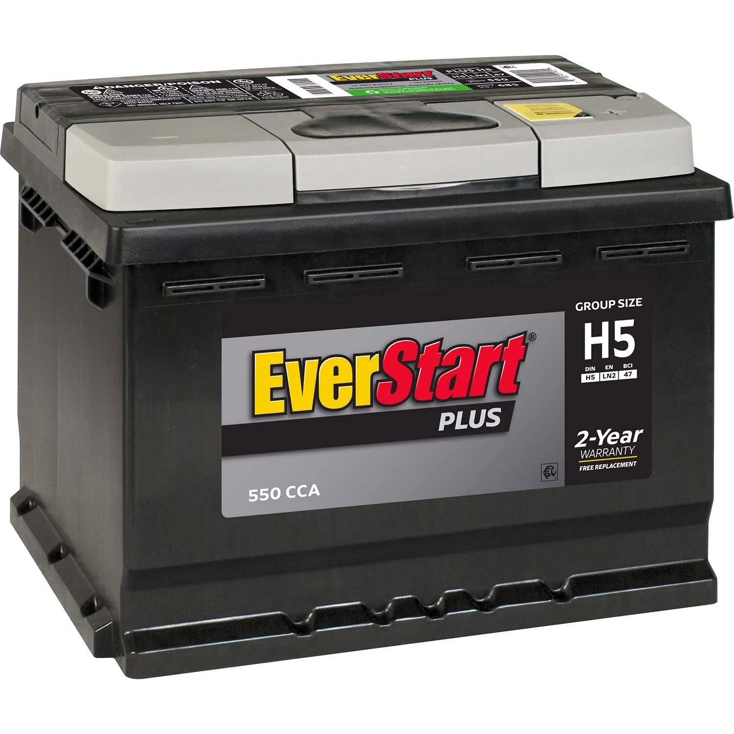 EverStart Plus Lead Acid Automotive Battery, Group Size H5 / LN2 / 47 12 Volt, 550 CCA