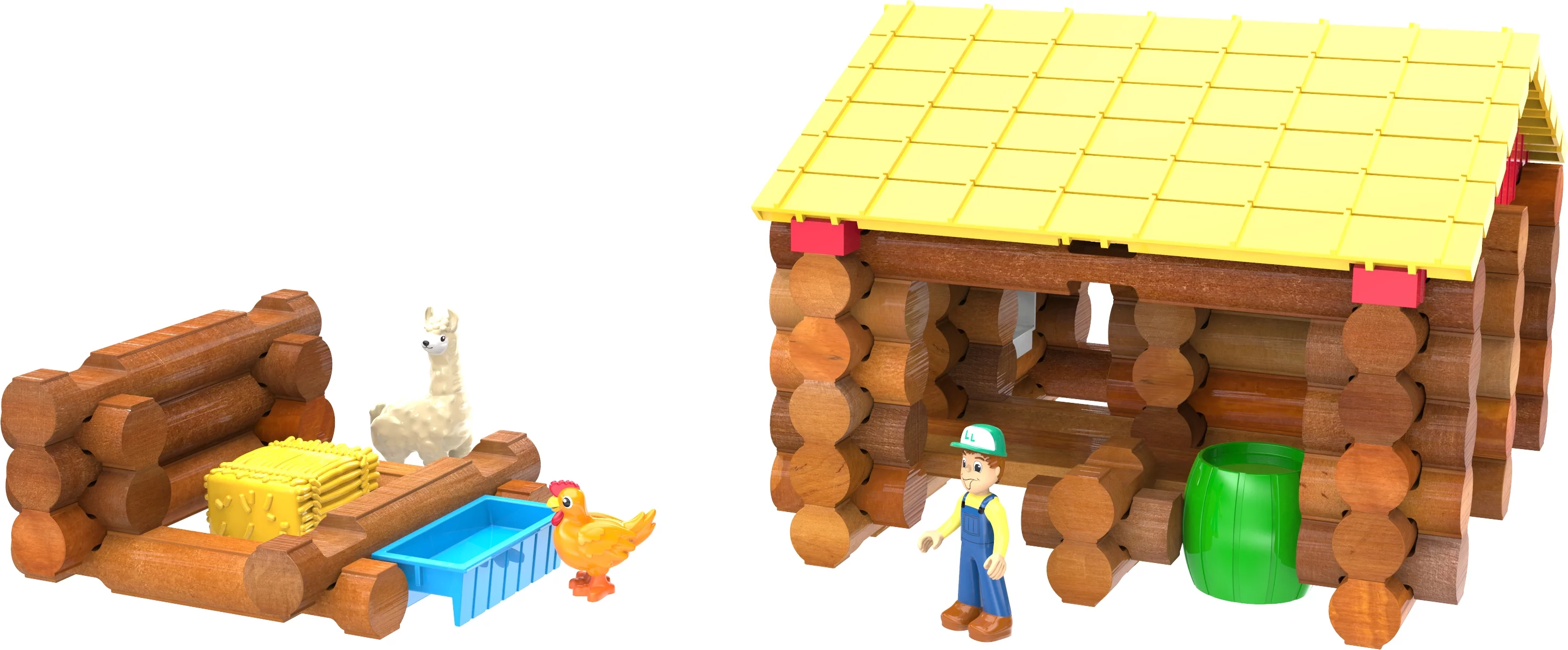 LINCOLN LOGS Fun on the Farm – Real Wood Logs – 102 parts – Ages 3 and up