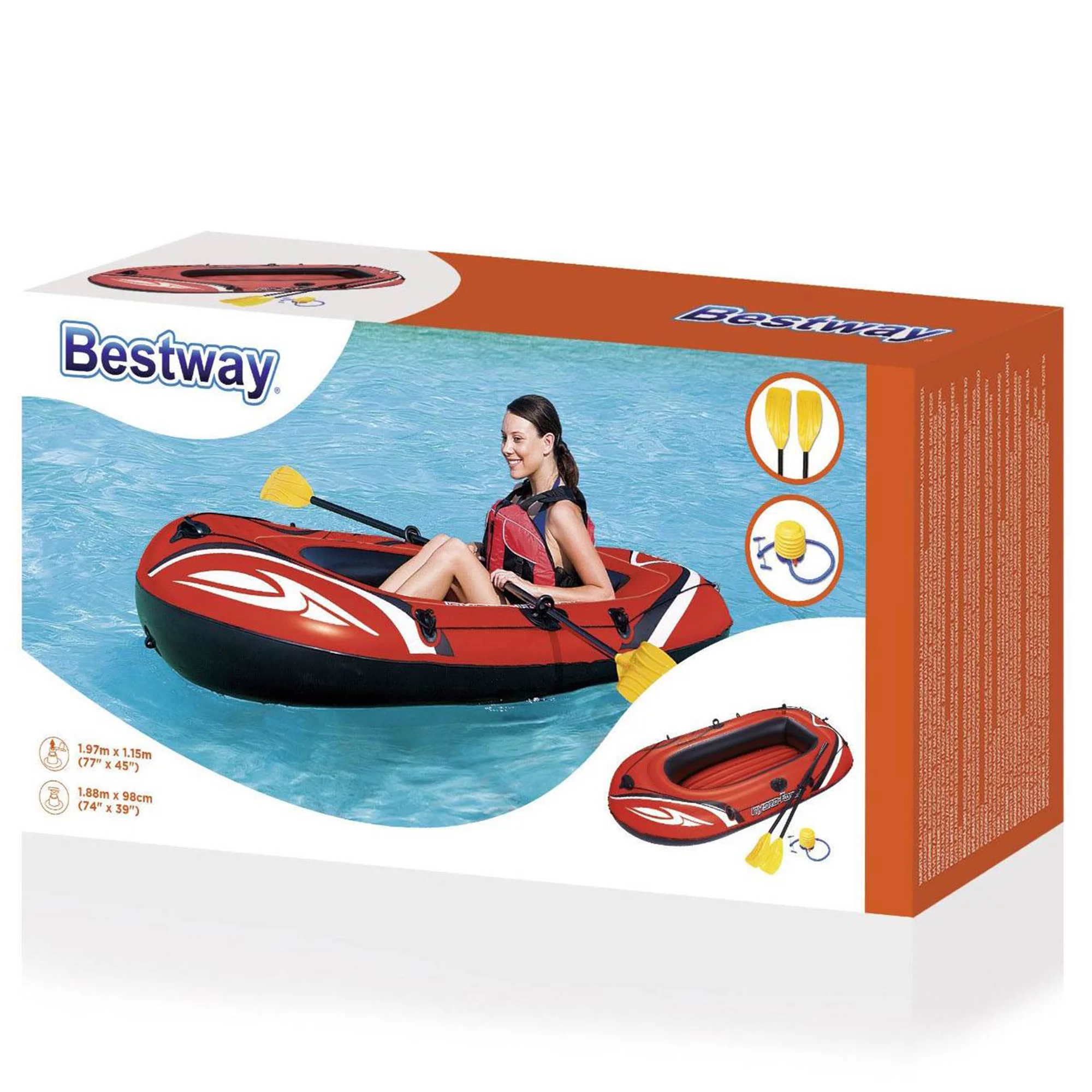 Bestway 77×45 Inches HydroForce Inflatable Raft Set with Oars and Pump (6 Pack)