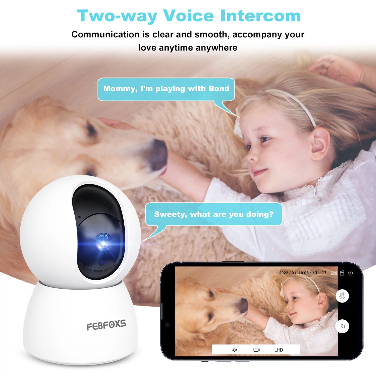 Febfoxs D305 Baby Monitor Security Camera for Home Security