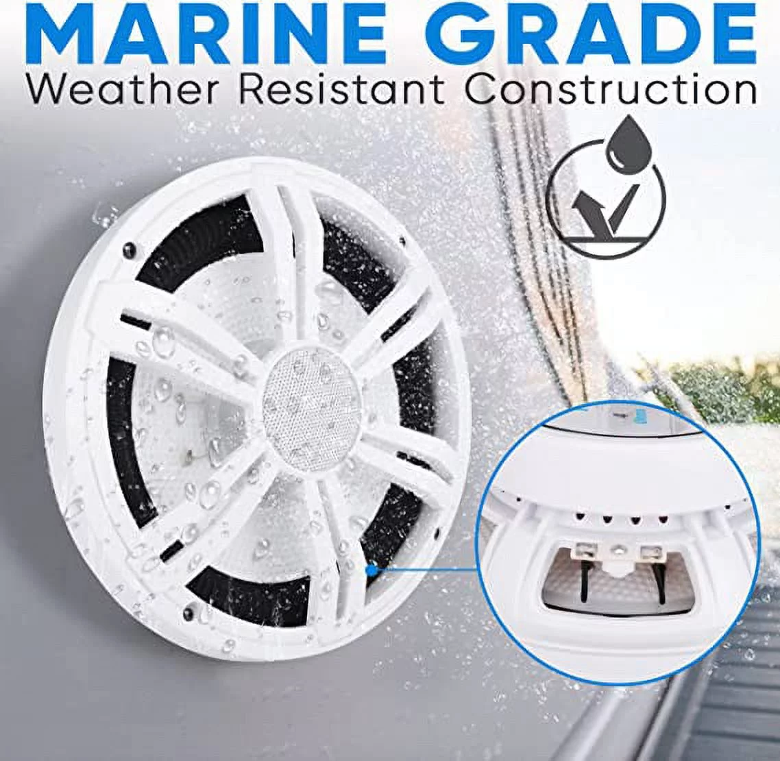 Pyle 6.5?? Slim Marine Subwoofer – 150W 4 Ohm Waterproof Car Component Speaker System (White)