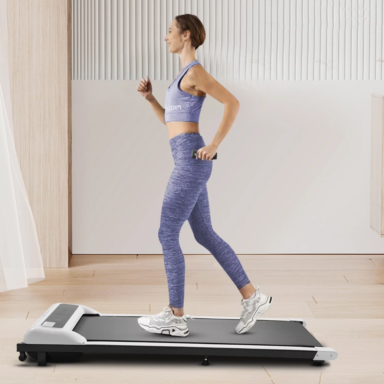 Electric Treadmill Under Desk 2.25HP Motorized Fitness Running Machine Home Gym