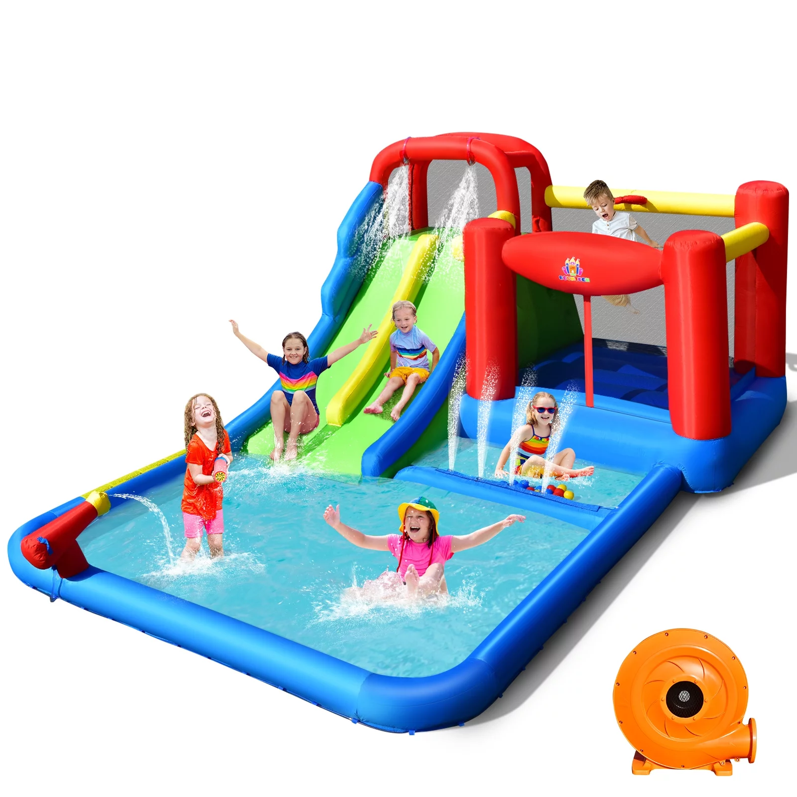 Infans Inflatable Water Slide Kids Jumping Bounce Castle w/ Ocean Balls & 780W Blower