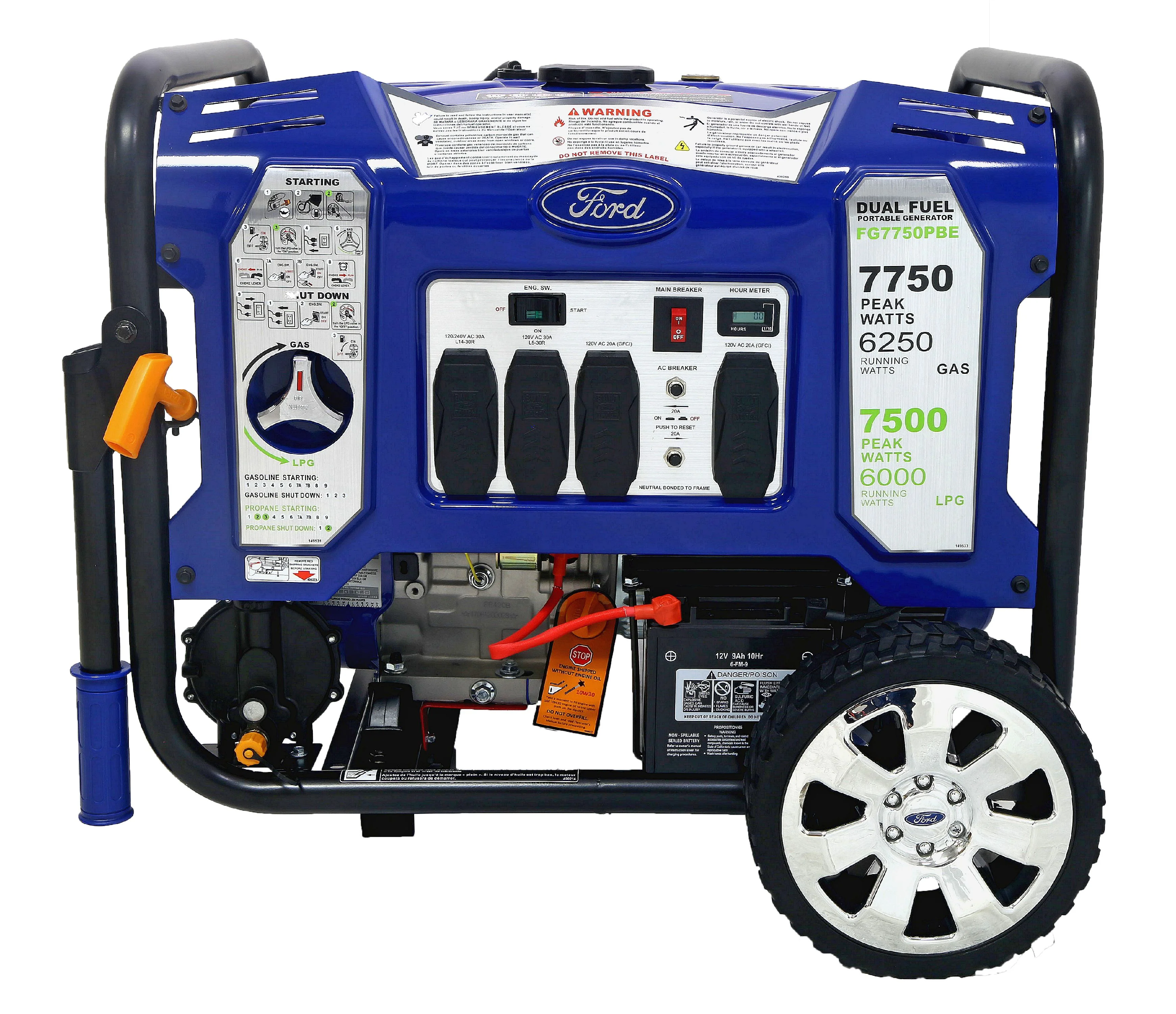 Ford 7750-Watt Dual Fuel Portable Generator with Electric Start ?C CARB Compliant