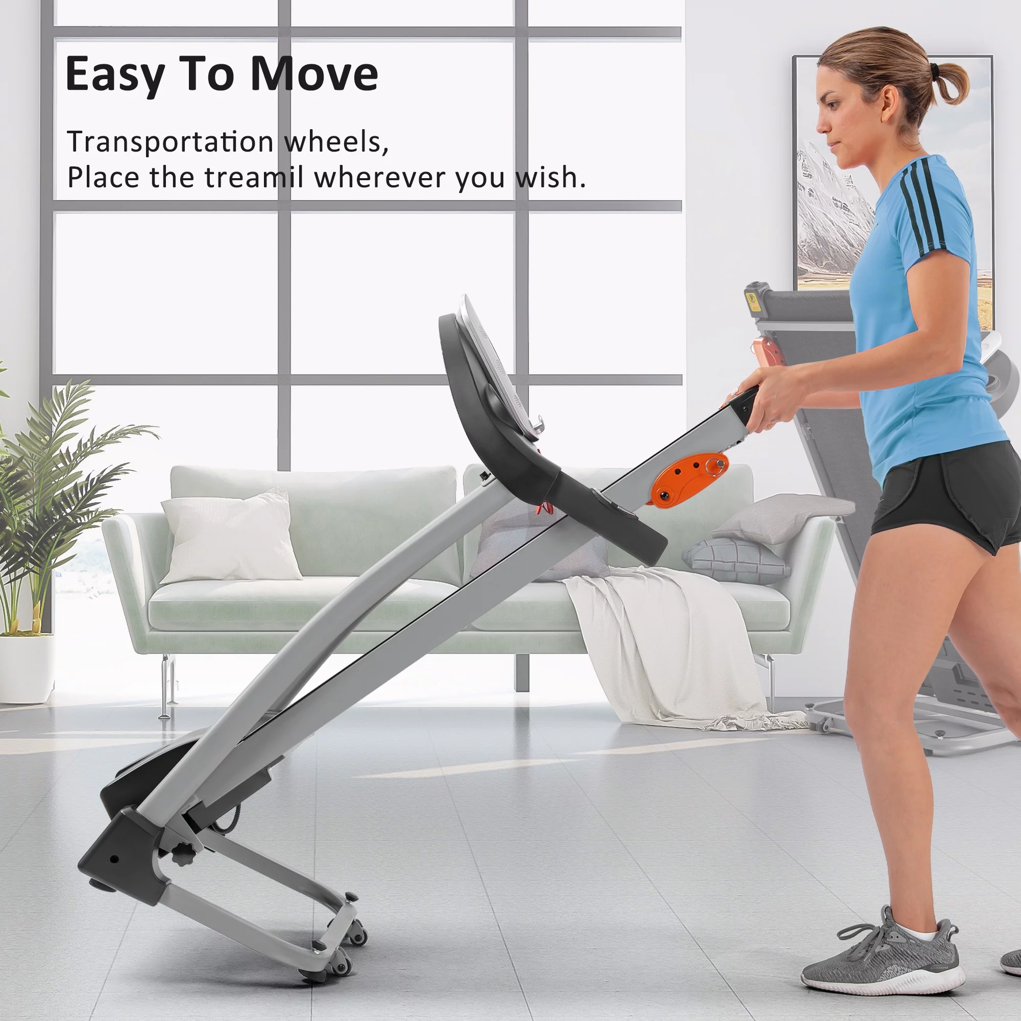 Clearance HLAiLL Easy Folding Treadmill for Home Use, 1.5HP Electric Running, Jogging & Walking Machine with Device Holder & Pulse Sensor, 3-Level Incline Adjustable Compact Foldable