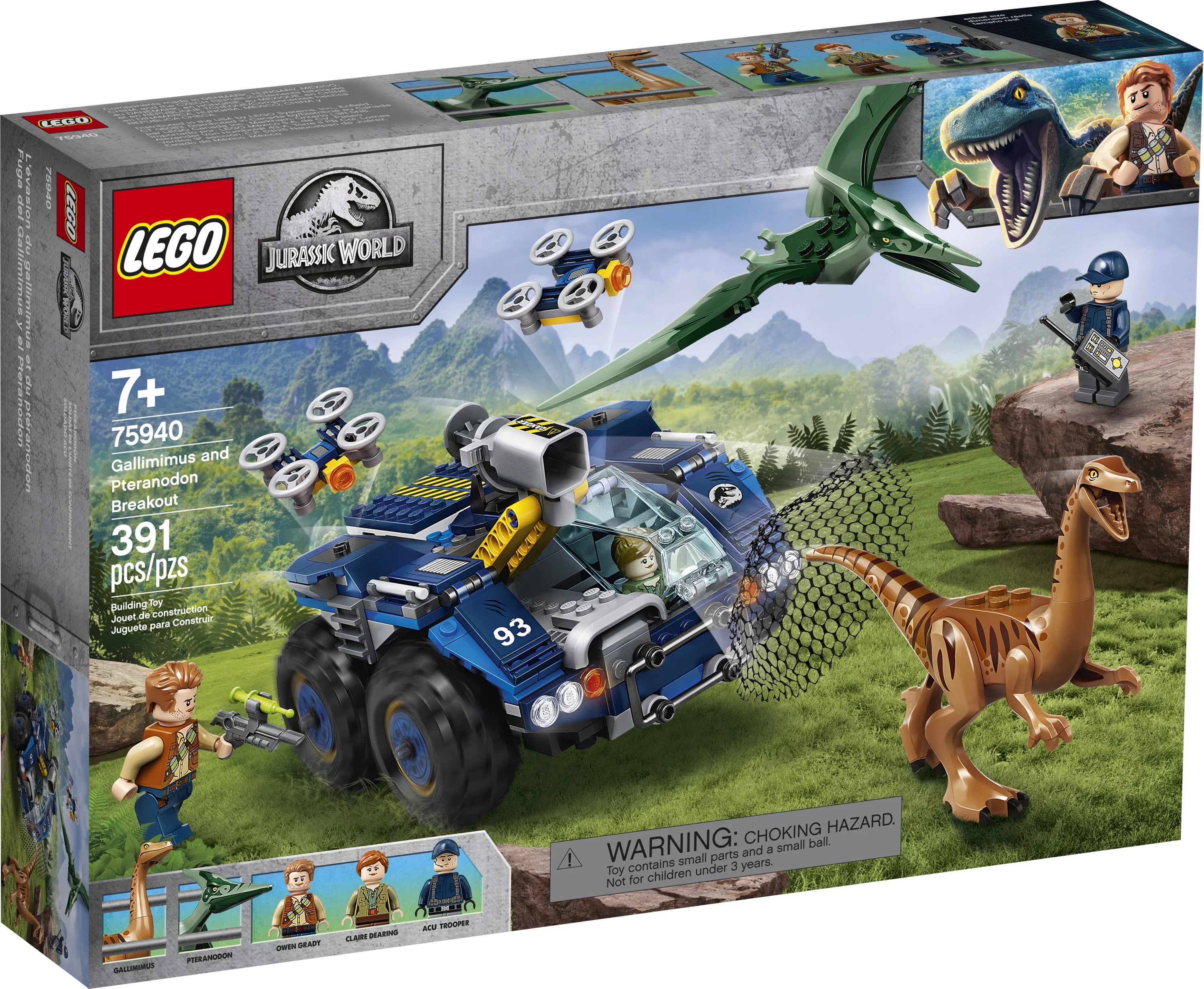 LEGO Jurassic World Gallimimus and Pteranodon Breakout 75940 Building Set (391 Pieces)