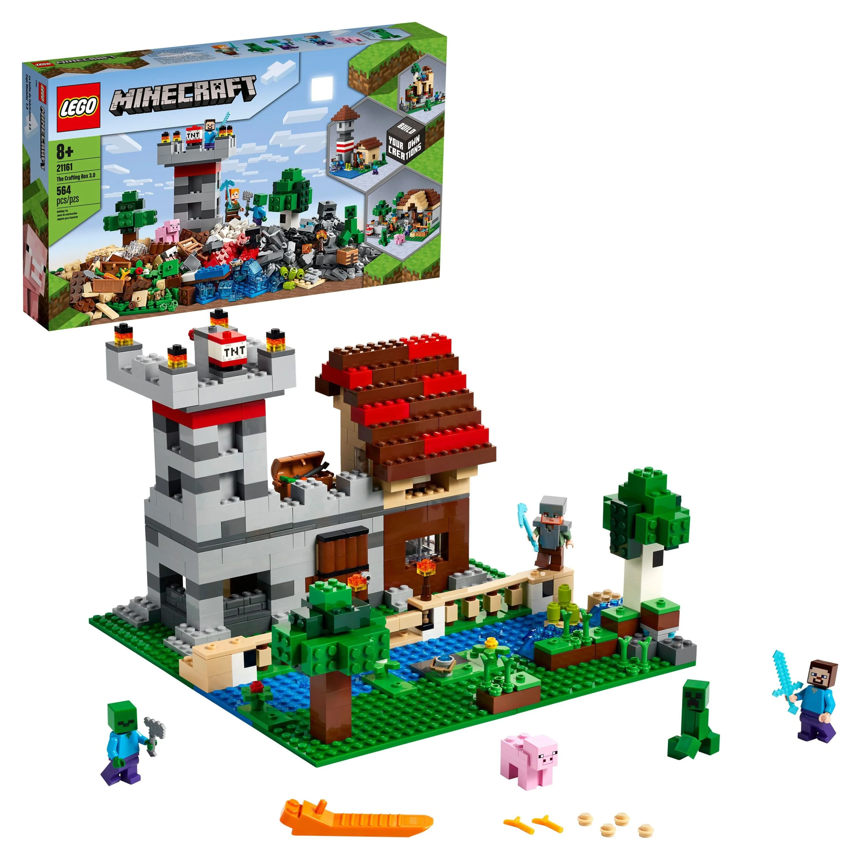 LEGO Minecraft The Crafting Box 3.0 21161 Minecraft Castle and Farm Building Set (564 Pieces)