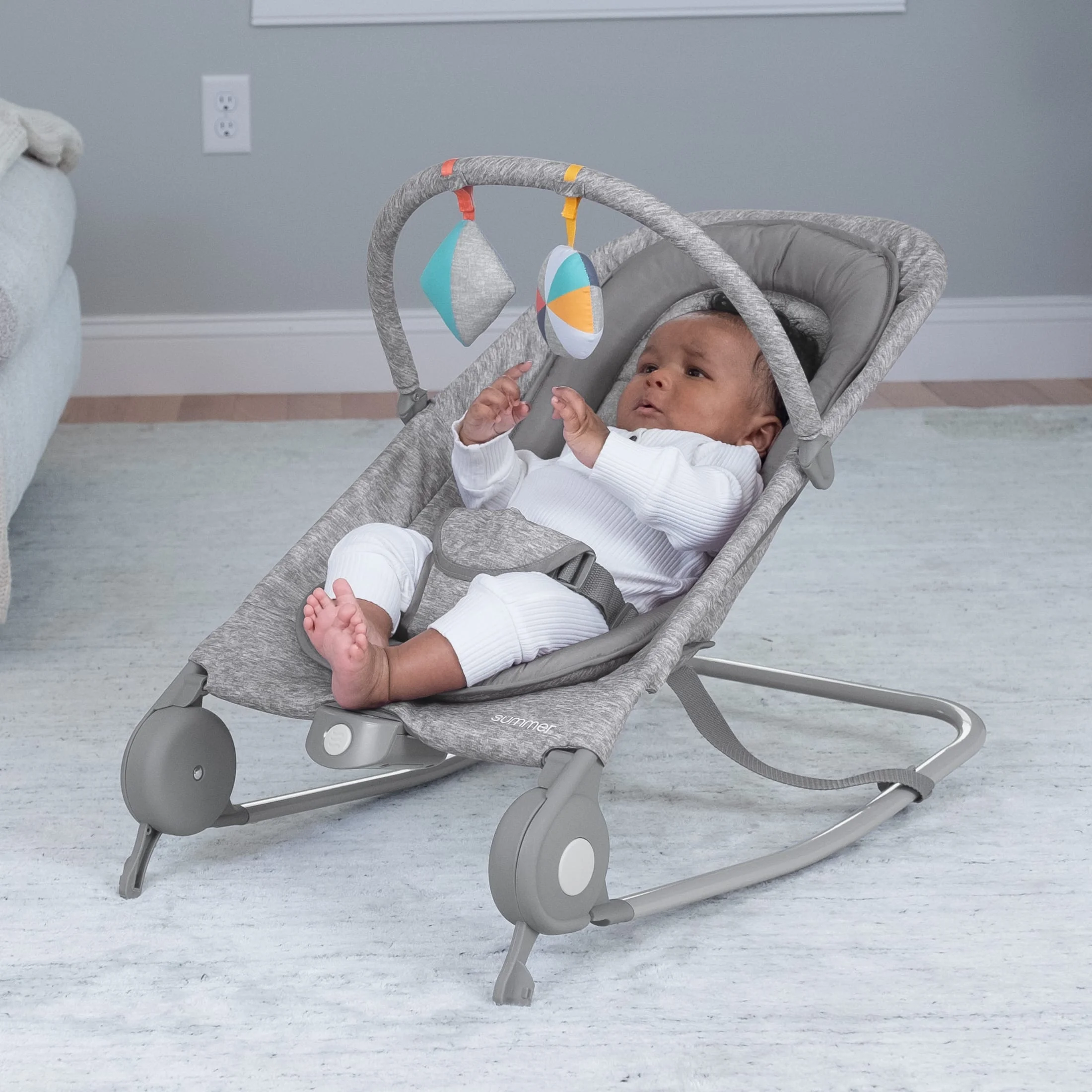 Summer by Ingenuity 2-in-1 Baby Bouncer & Rocker Duo, Light Gray Tweed