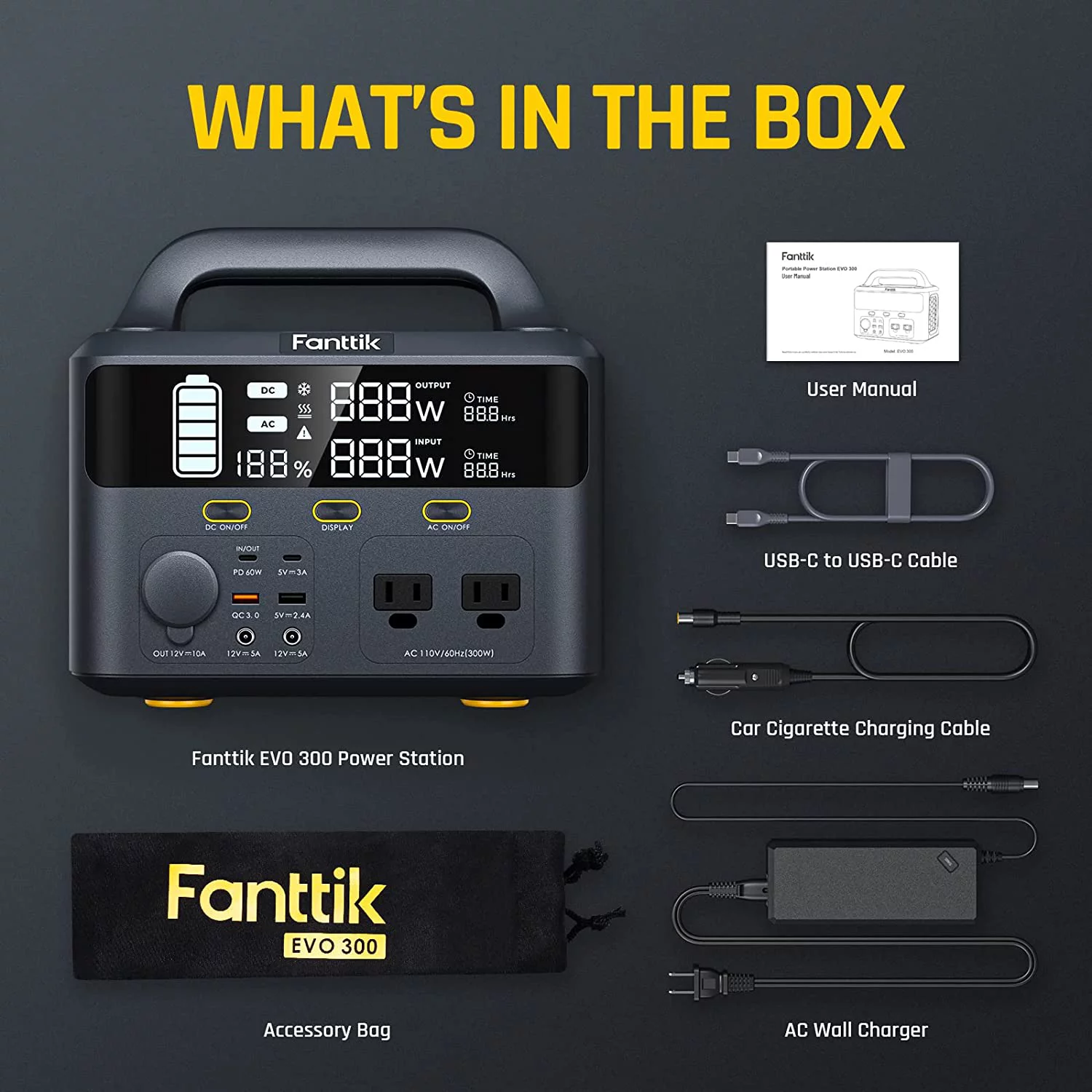 Fanttik Portable Power Station, 299Wh Backup Power Supply for Outdoor