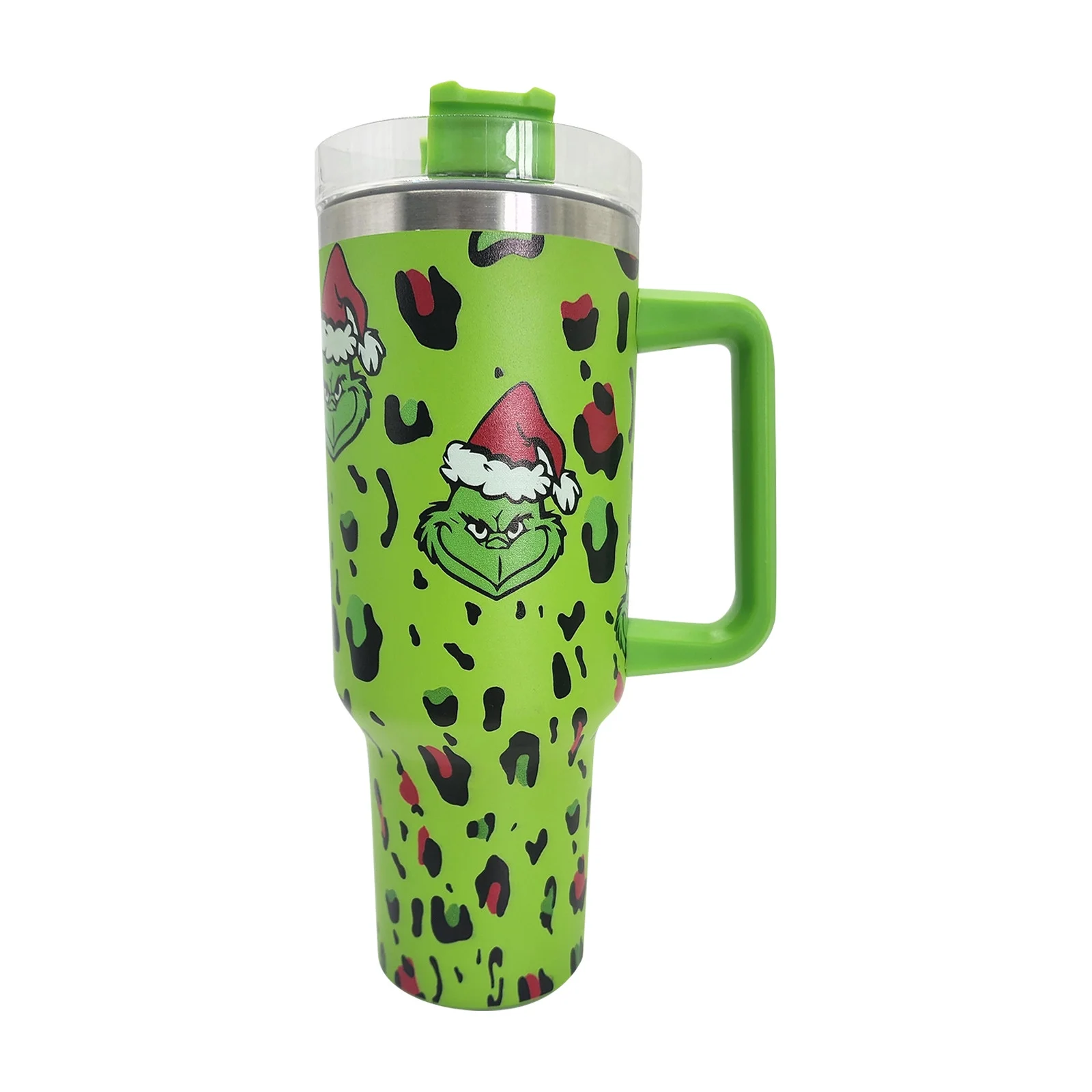 40 oz Tumbler with Handle and Lid, Grinch Tumbler, Grinch Tumbler Cup, Insulated Tumblers, Stainless Steel Tumblers Cup with Grinch Pattern, Grinch Cup Best Christmas Gift for Family,Lover,Friend