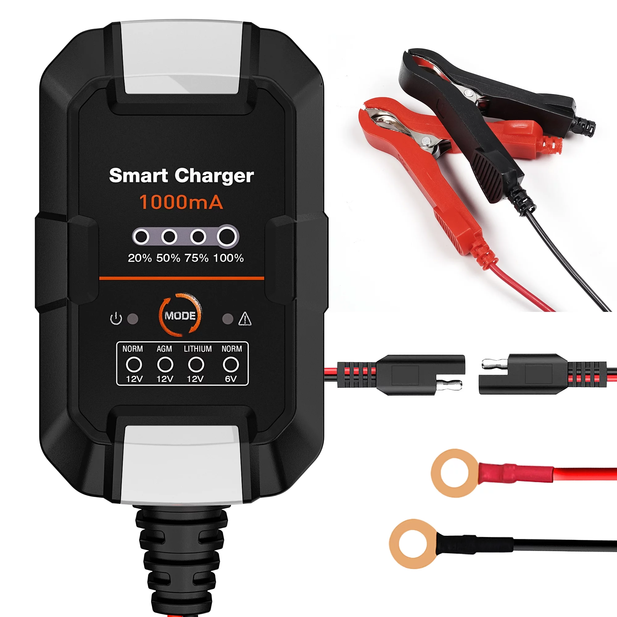 NEXPOW Battery Charger – 6V/12V 1A Trickle Charger, Battery Maintainer for Car Motorcycle