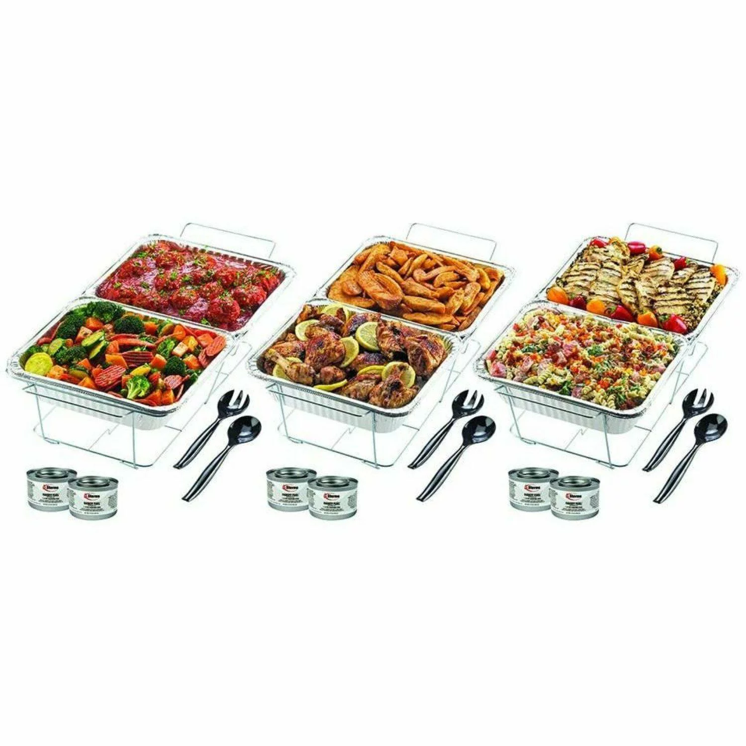 Disposable Aluminum Chafing Dish Buffet Party Set 24PC For All Events, One Size With Free Handy Lighter