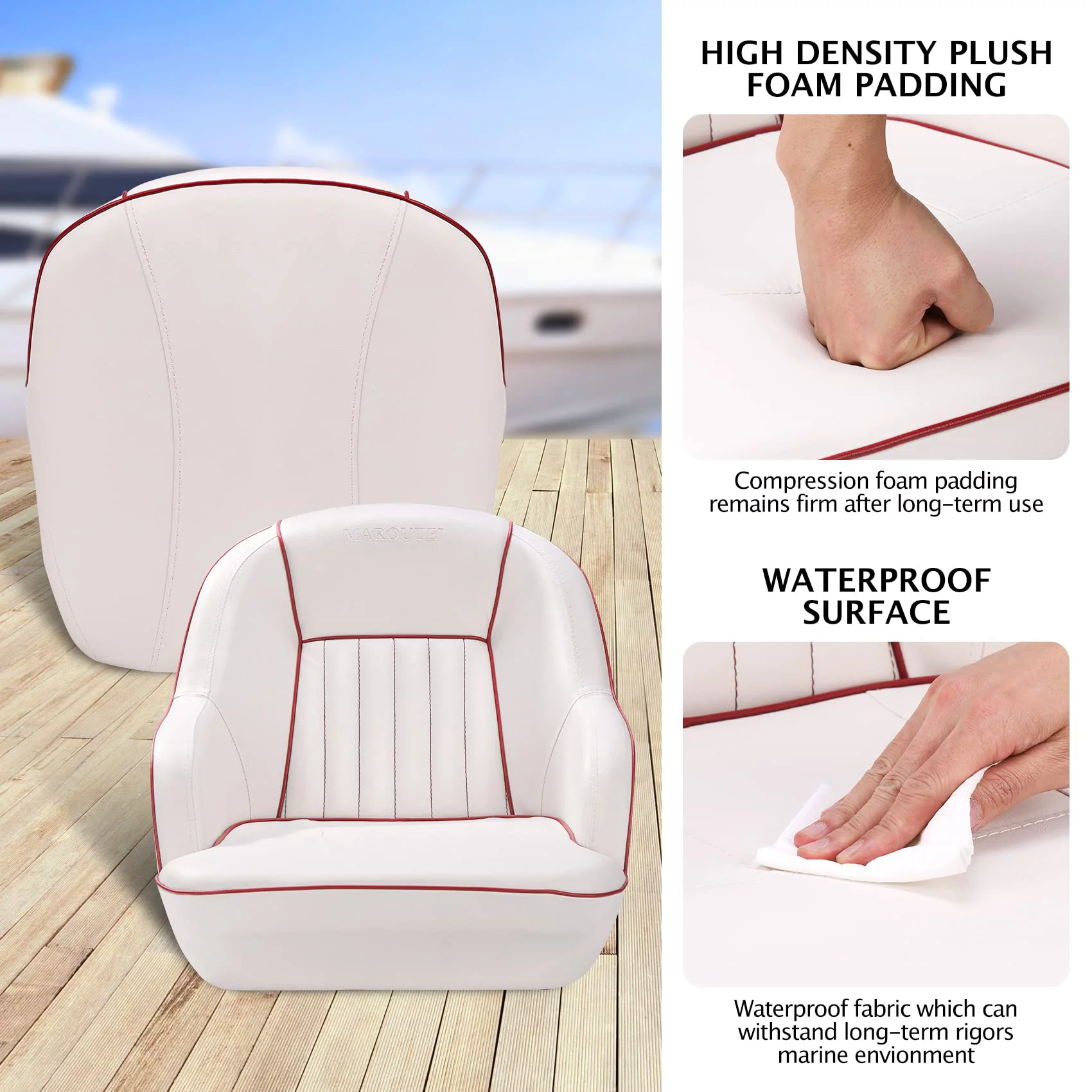 EastVita Home Outdoor Soft Leather Sofa Single SeatPontoon Boat Seat Captains Bucket Boat Seat