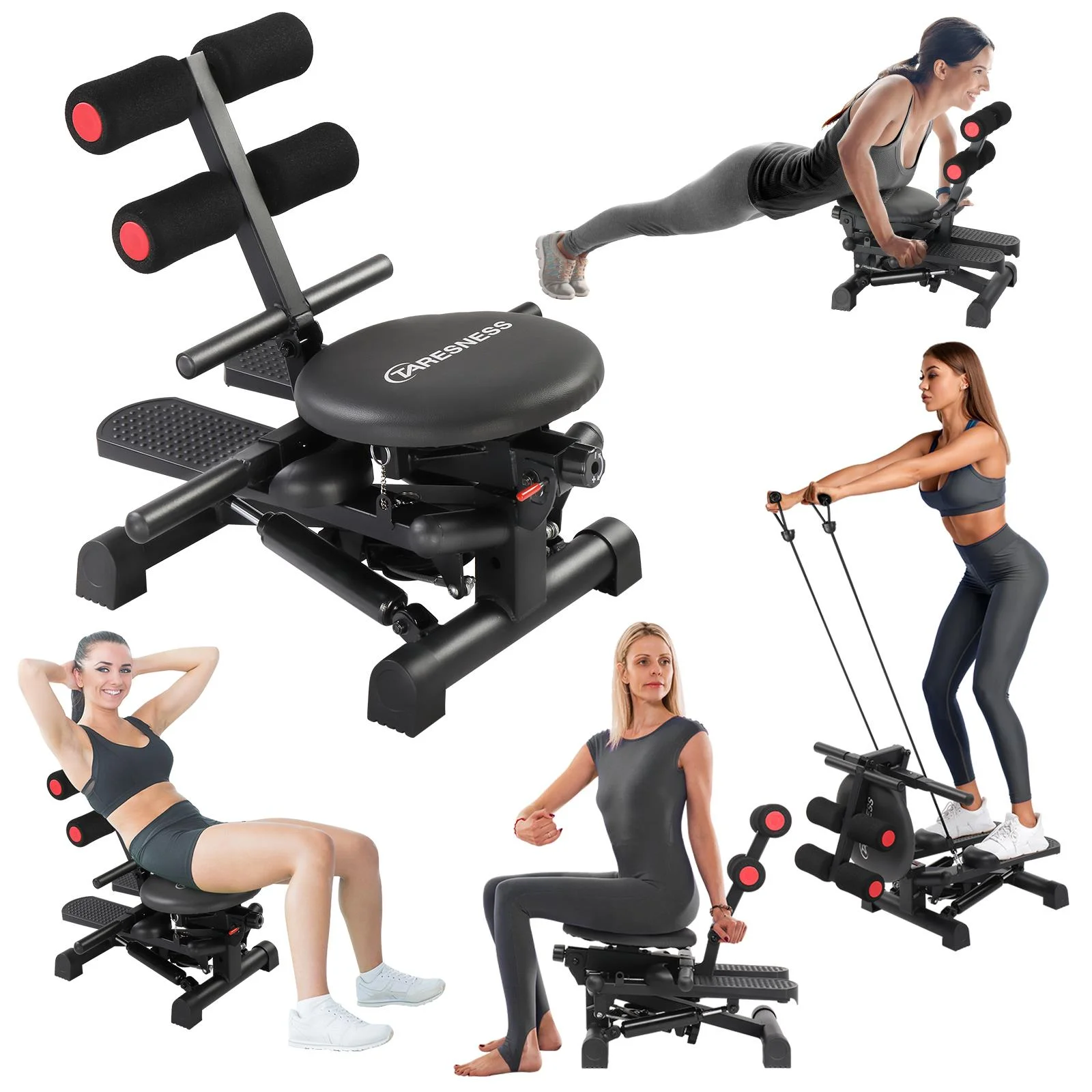 Ktaxon Mini Multi Exercise Machine, Stair Stepper for Exercise with Resistance Bands, AB Workout Machine, Twister for Home Gym