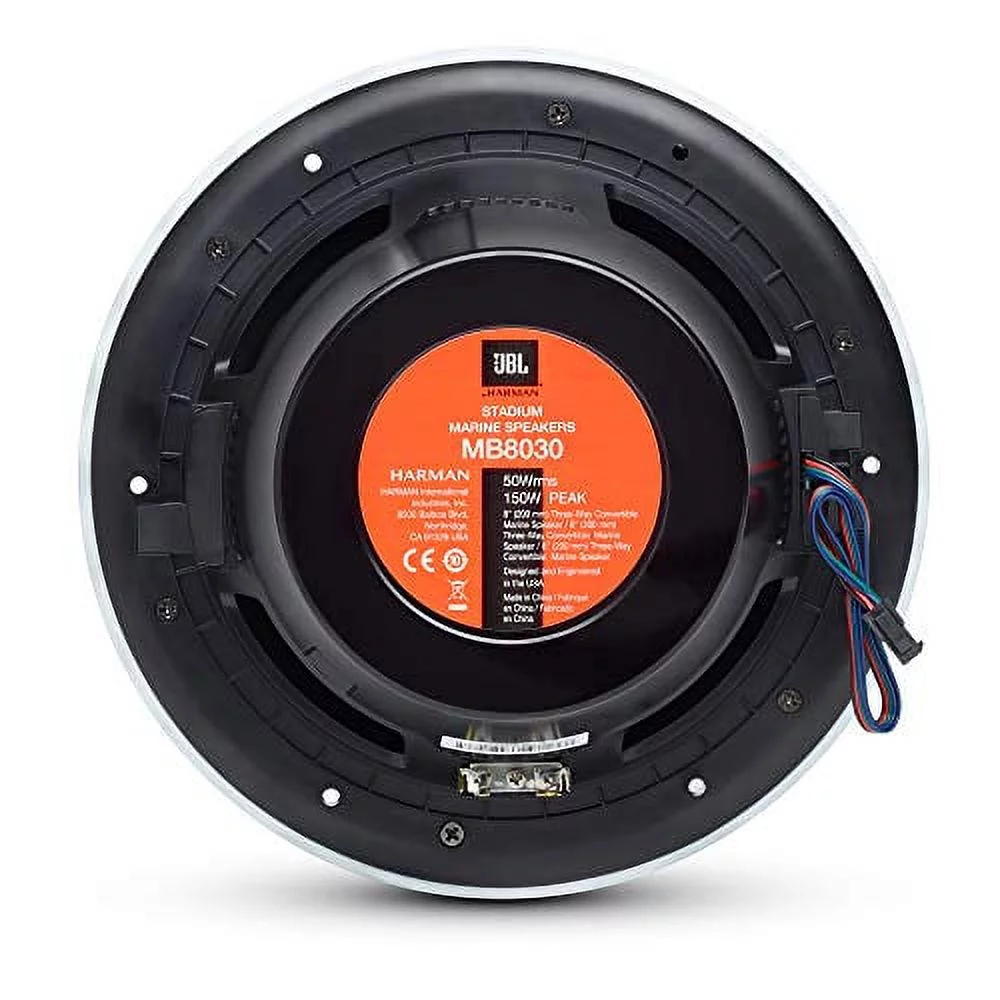 JBLMB8030 JBL MB8030AM – Stadium Marine MB8030 Black 8″ Premium 3-Way RGB LED Convertible Speakers