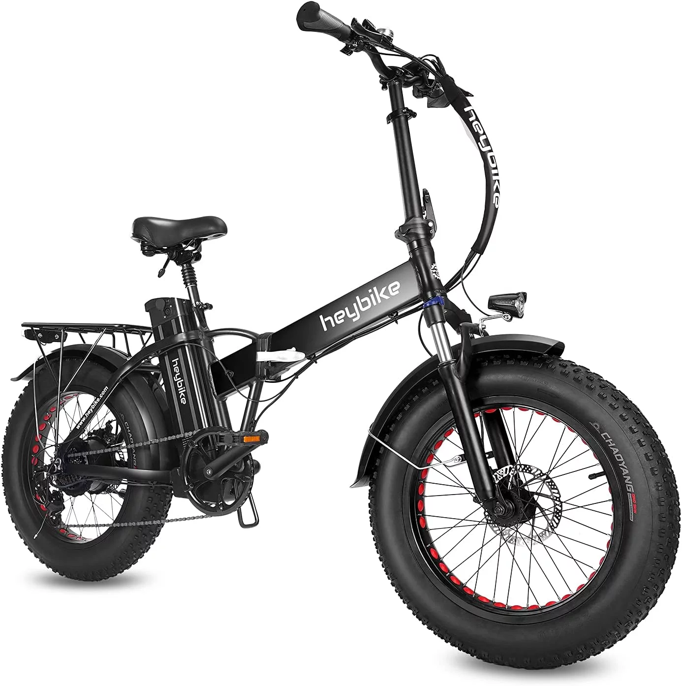 Heybike Mars Electric Bike Foldable 20″ Fat Tire Ebike with 500W Motor, 48V 12.5AH Removable Battery, Dual Shock Absorber Electric Bicycles for Adults, Black