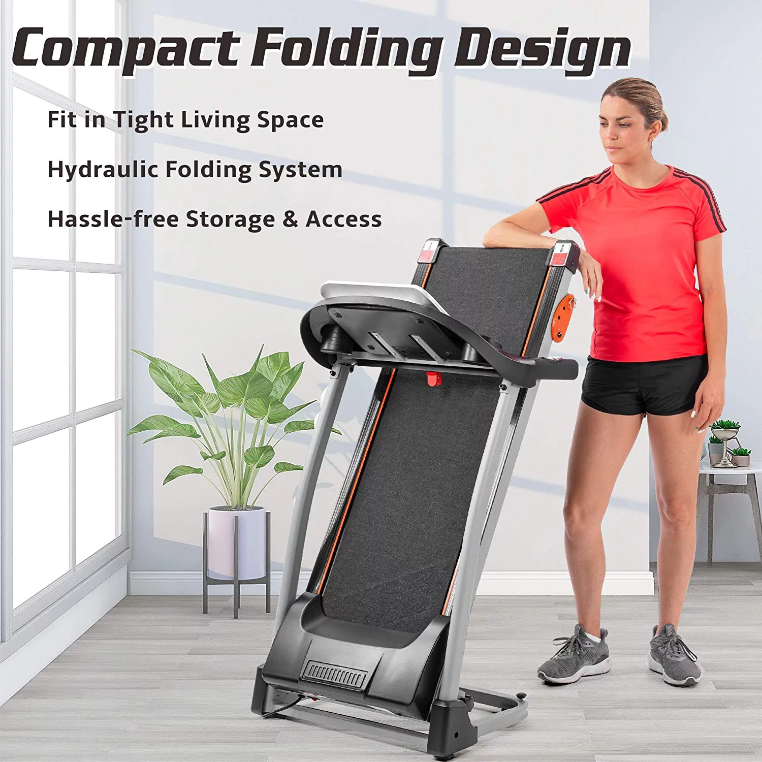 Foldable Electric Treadmill Motorized Running Machine Folding Easy Assembly Walking Jogging for Office Home Gym Workout