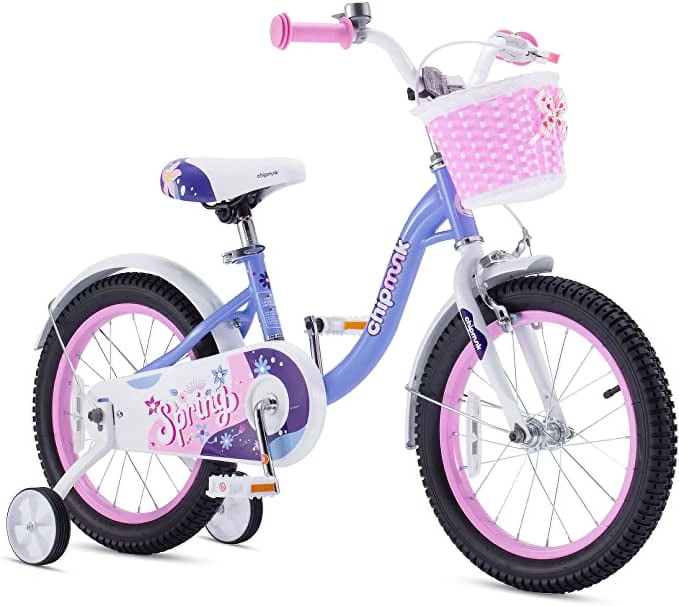 RoyalBaby Spring Kids Bike Girls 14 Inch Bicycle with Basket for Ages 3-9 Years Training Wheel Options Green