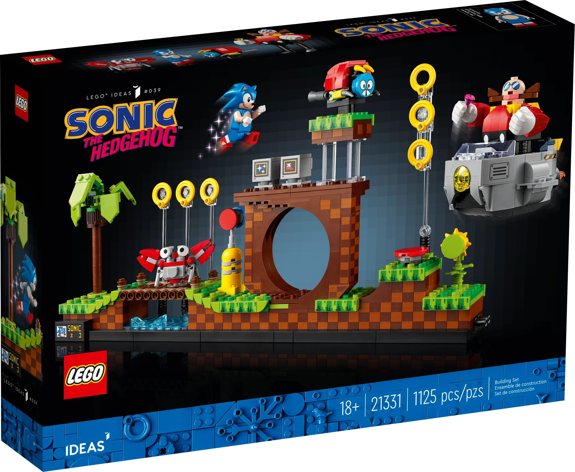 LEGO Ideas Sonic the Hedgehog ?C Green Hill Zone 21331 Collectible Set, Nostalgic 90’s Gift Idea for Adults with Dr. Eggman Figure and Eggmobile