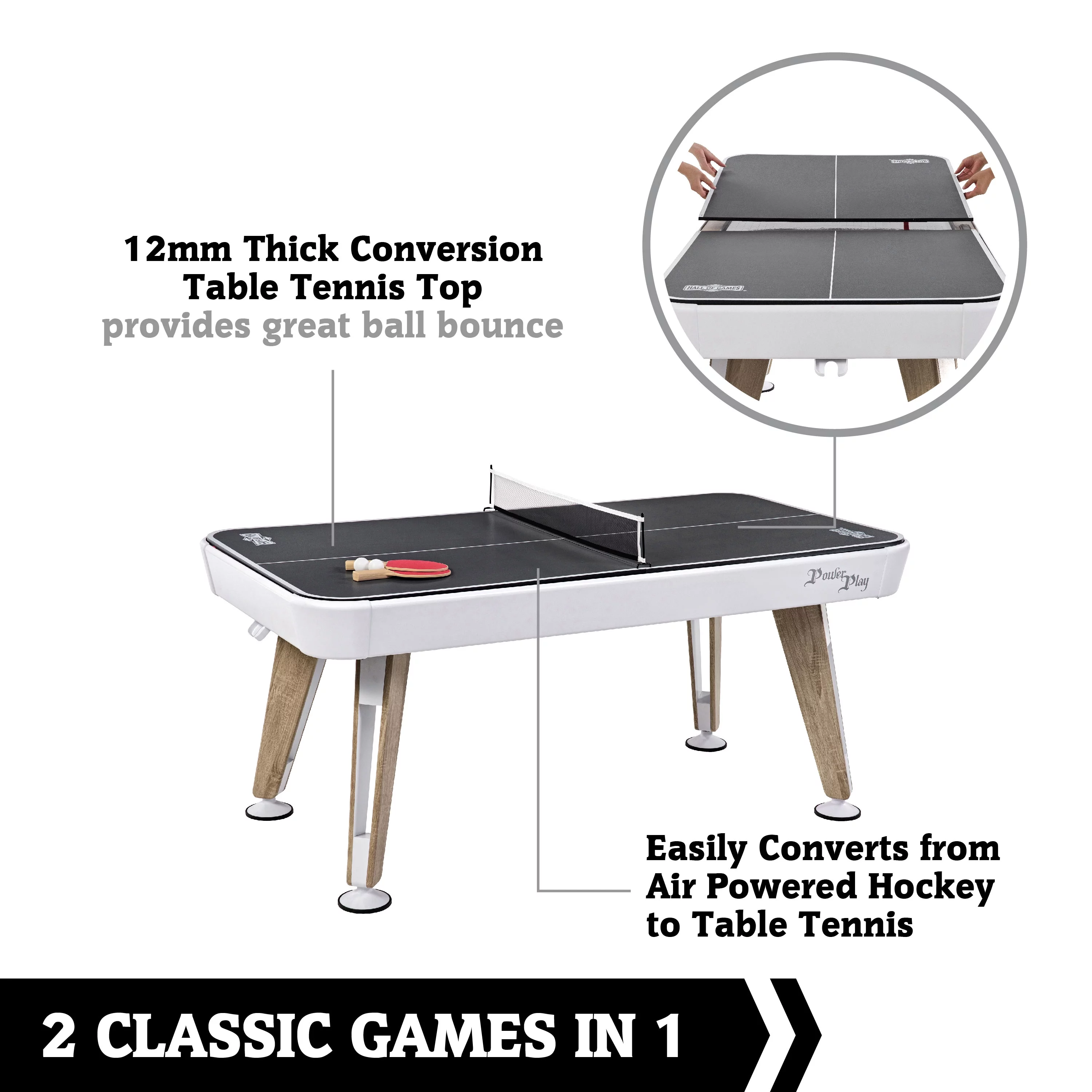 Hall of Games 72 inch Apex Air Powered Hockey Table with Table Tennis Top