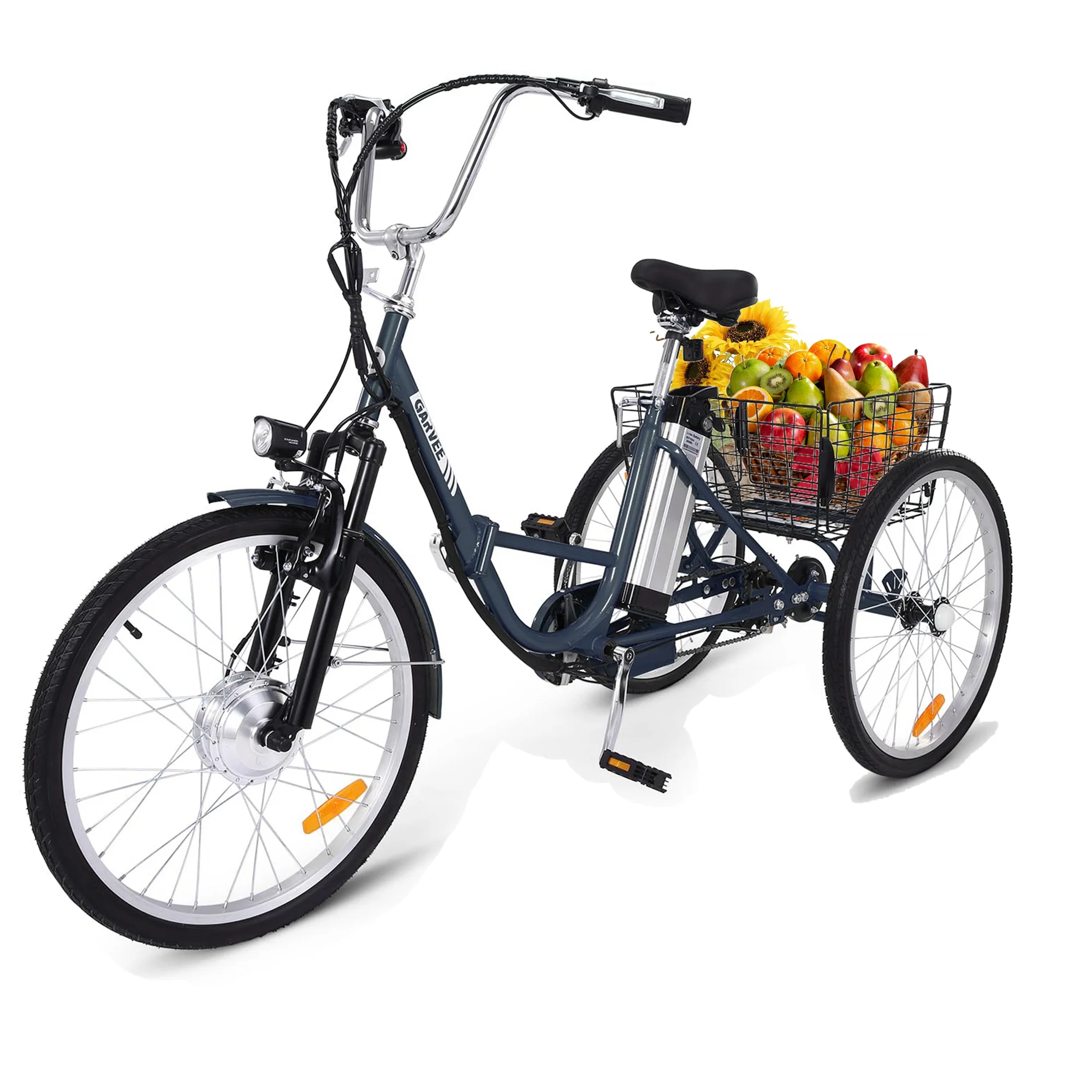 WhizMax 24″ Electric Trike for Adult, 250W 36V 7 Speeds Folding Electric Tricycle 3-Wheel E-Bike with Large Basket, up to 15.5 MPH