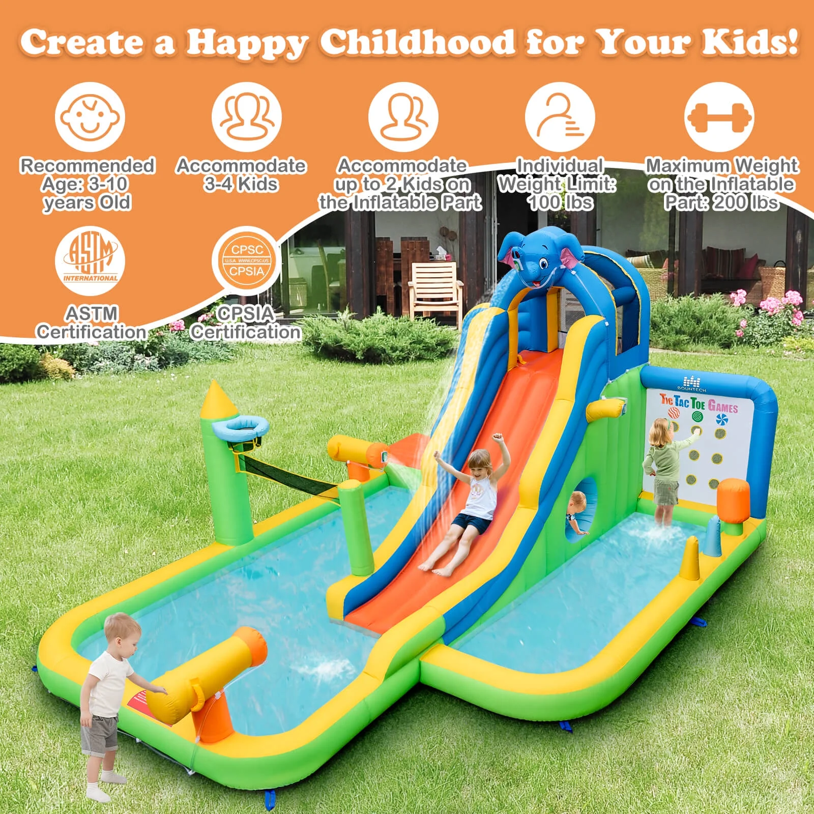 Infans Inflatable Water Slide Giant Water Park for Kids Backyard Fun with 950W Blower