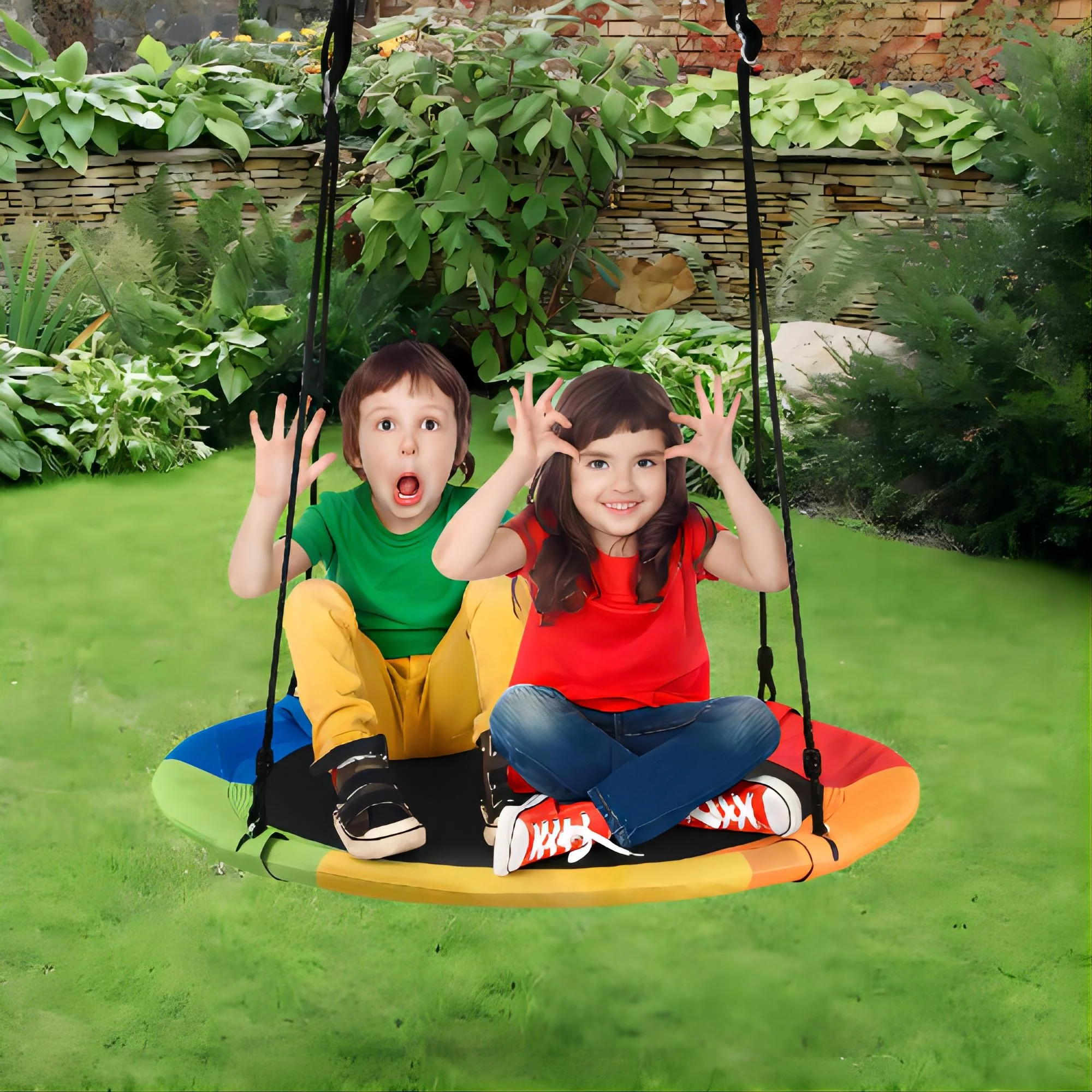 SUGIFT 40″ Flying Saucer Tree Swing Sets for Backyard Outdoor Toys Indoor Playground Play for Kids