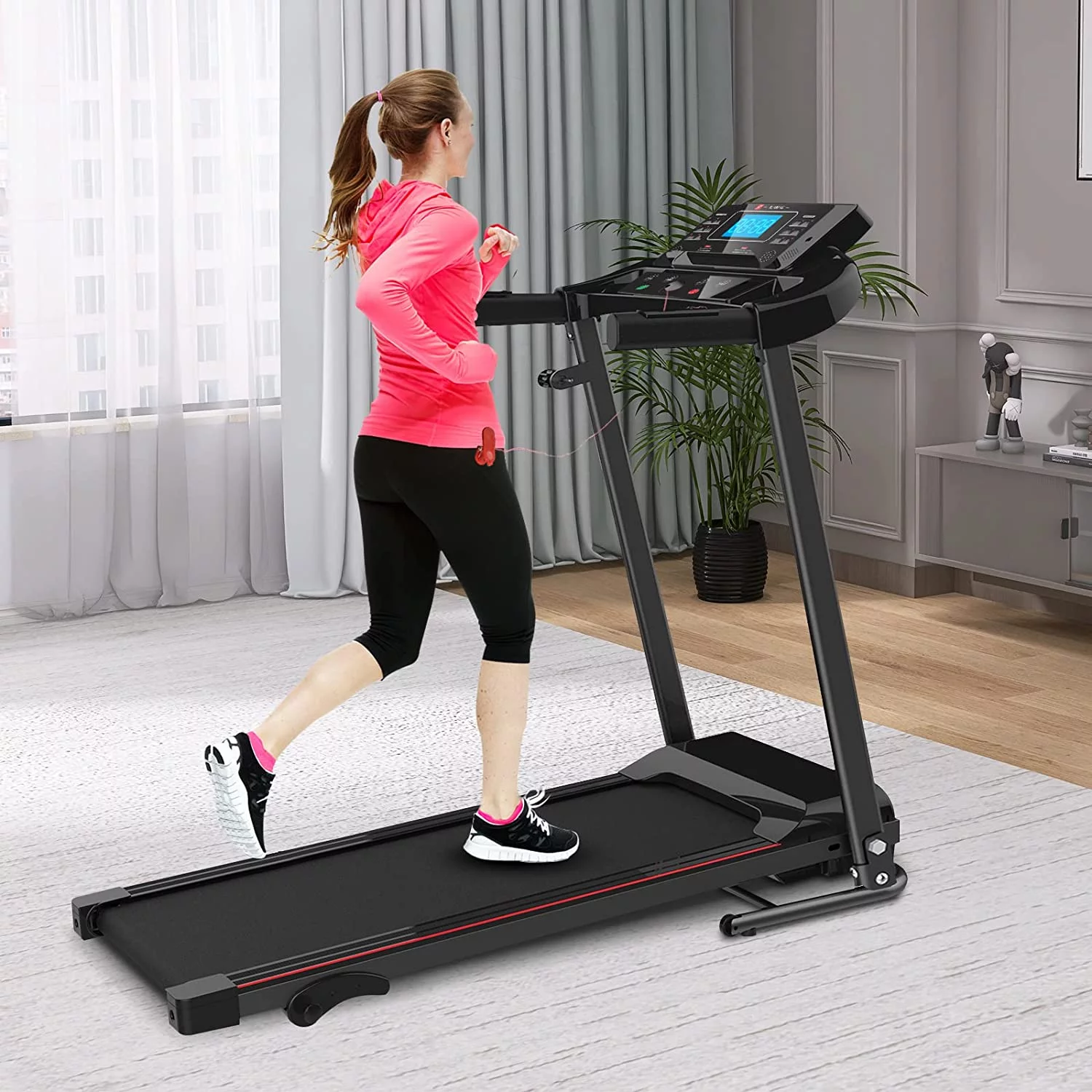 Soarflash Folding Treadmill for Home Office Gym, 2.5HP Running Walking Machine with 220lb Weight Capacity