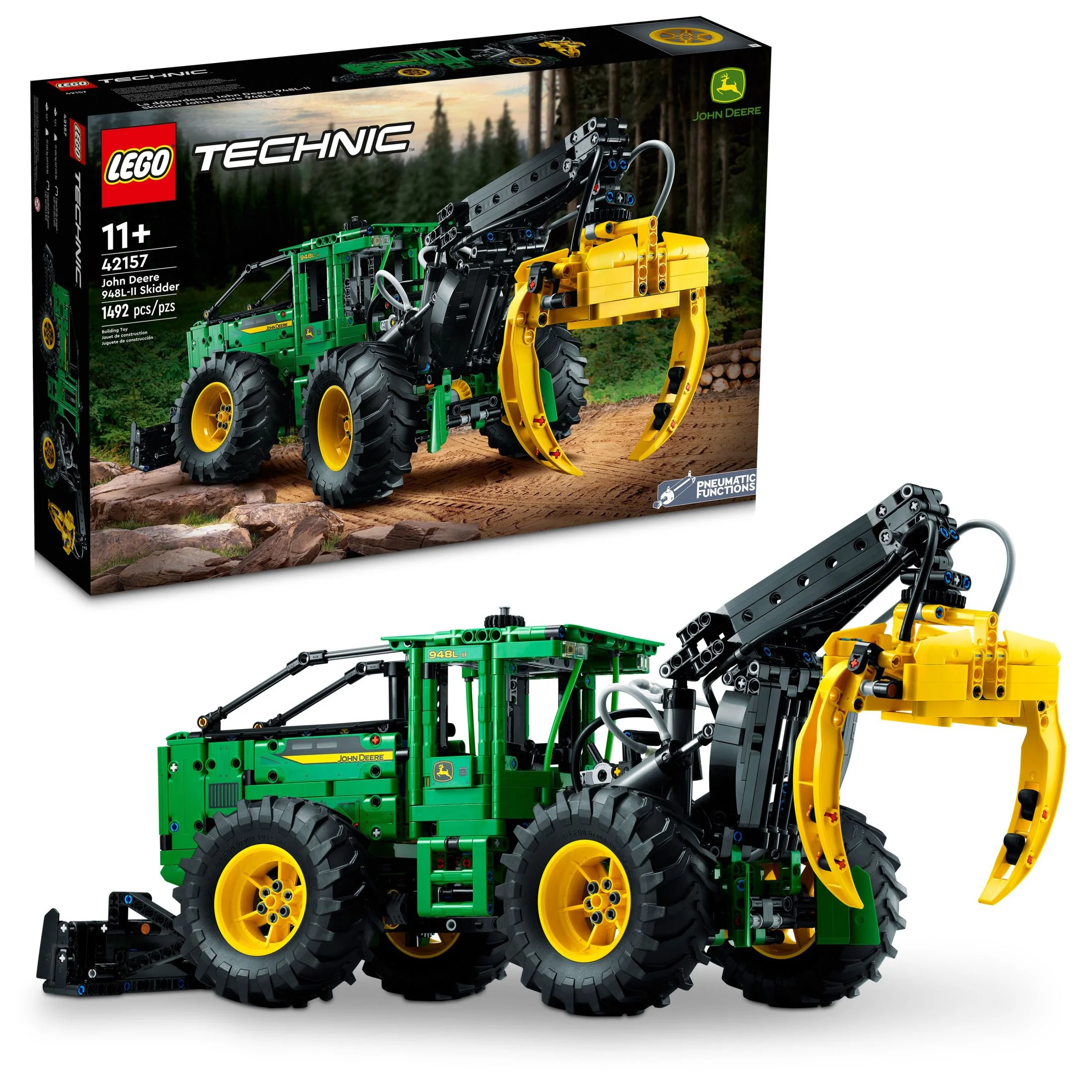 LEGO Technic John Deere 948L-II Skidder 42157 Advanced Tractor Toy Building Kit for Kids Ages 11 and Up, Gift for Kids Who Love Engineering and Heavy-Duty Farm Vehicles