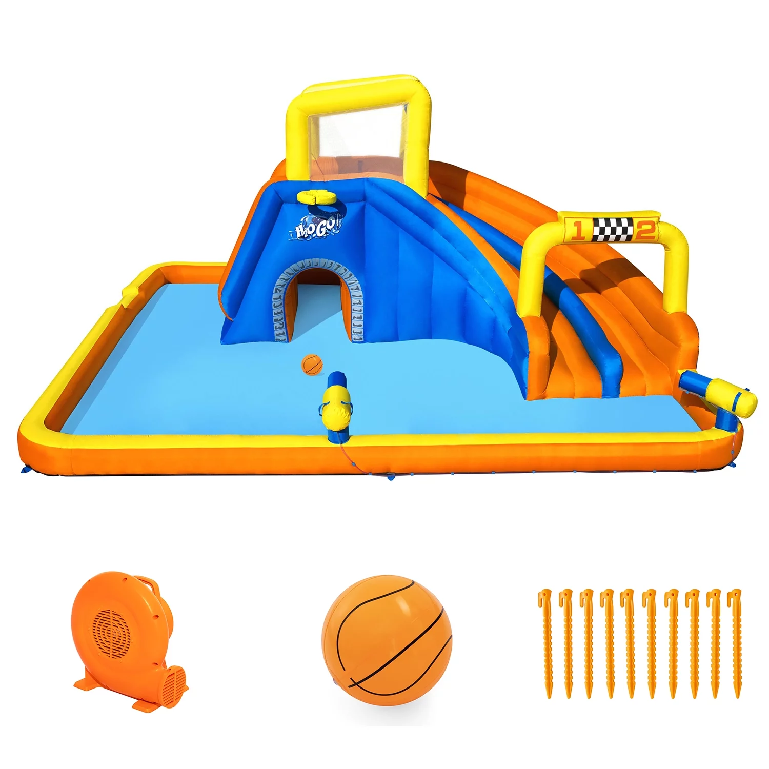 Bestway H2OGO! 18′ x 16.5′ x 8.6′ Super Speedway Child Inflatable Water Park