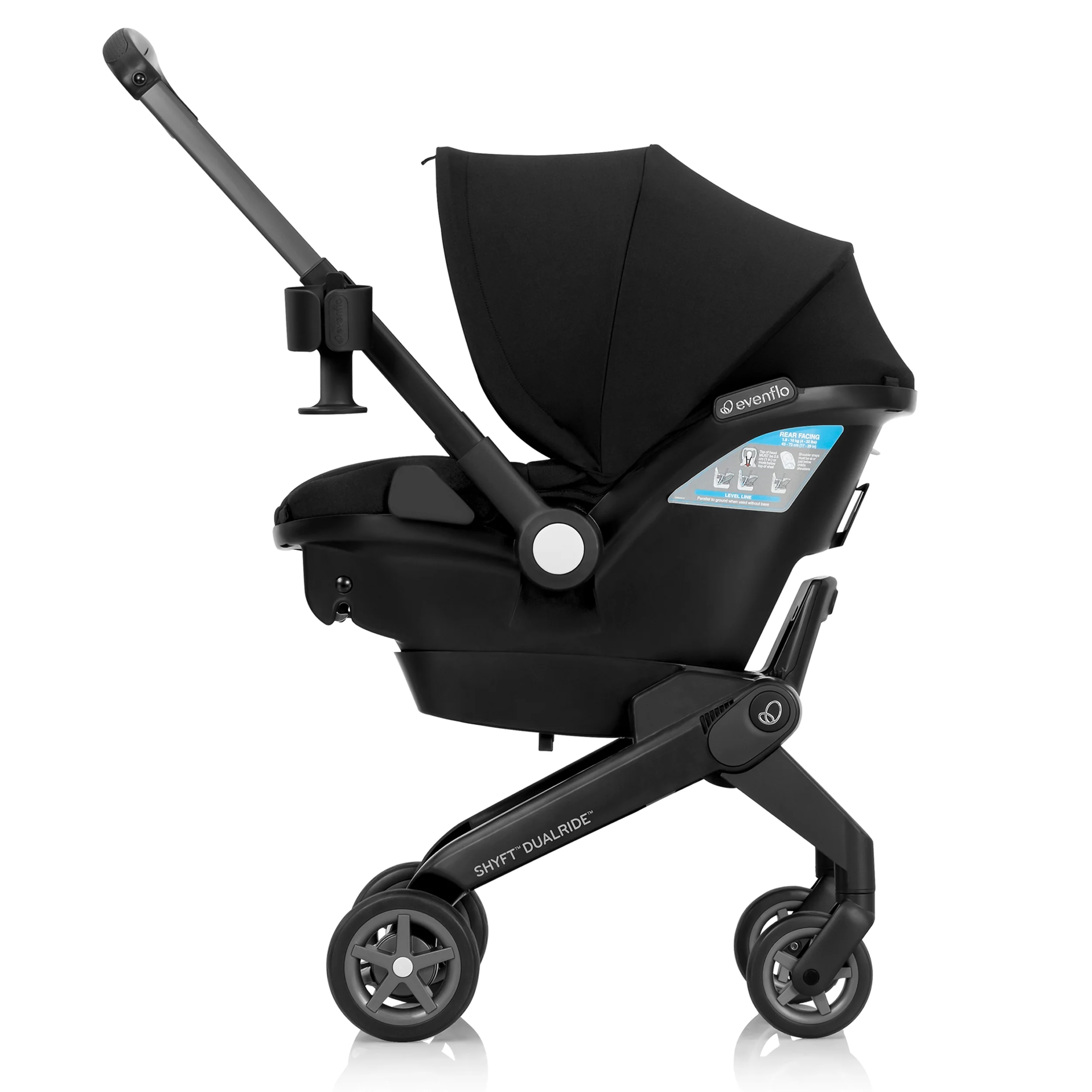 Evenflo Shyft DualRide Infant Car Seat and Stroller Combo (Beaufort Black), Unisex