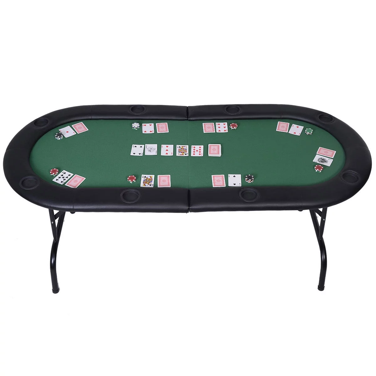 Costway Foldable 8 Player Poker Table Casino Texas Holdem Folding Poker Play Table