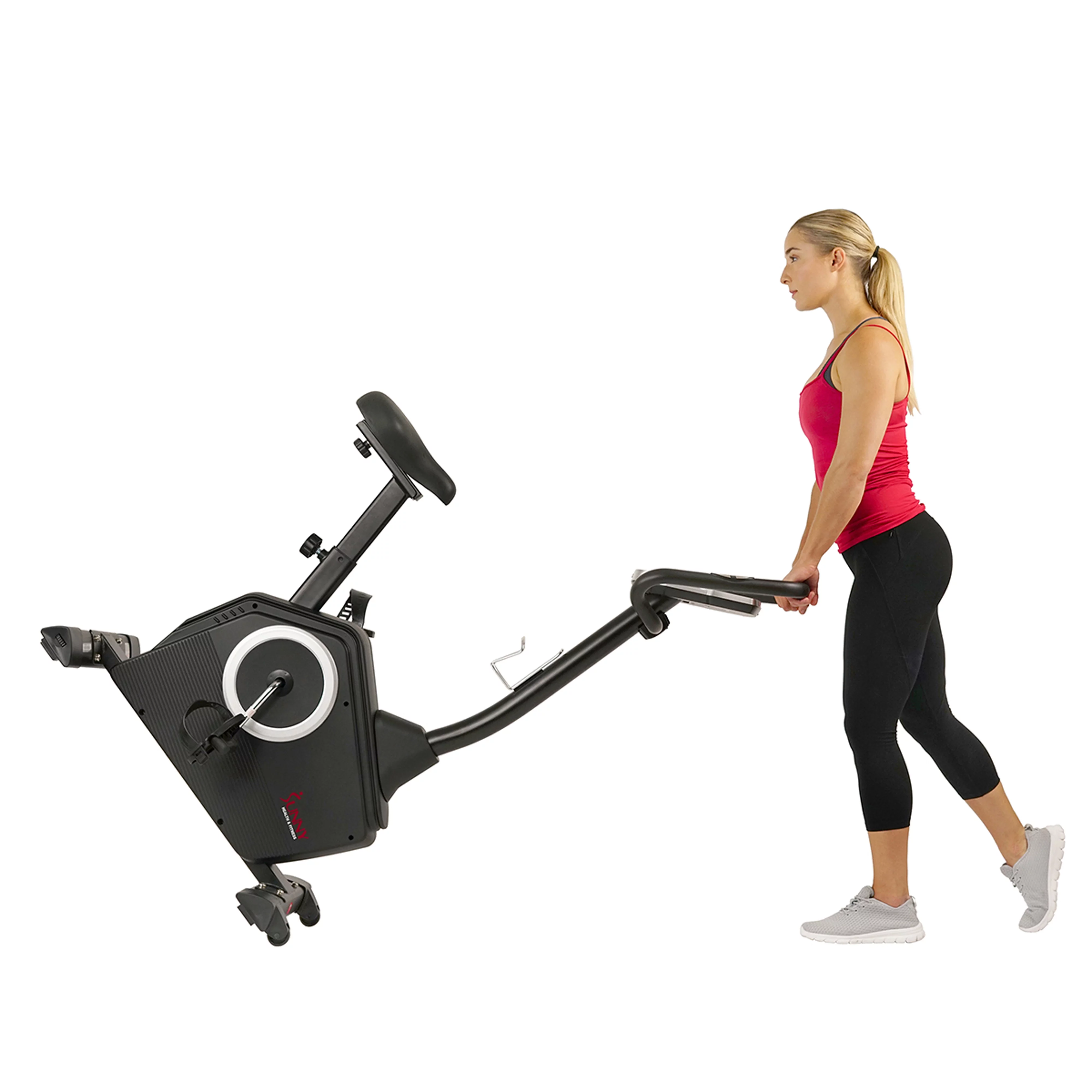 Sunny Health & Fitness Magnetic Upright Exercise Bike w/ LCD, Pulse Monitor, Stationary Cycling and Indoor Home Workouts SF-B2883