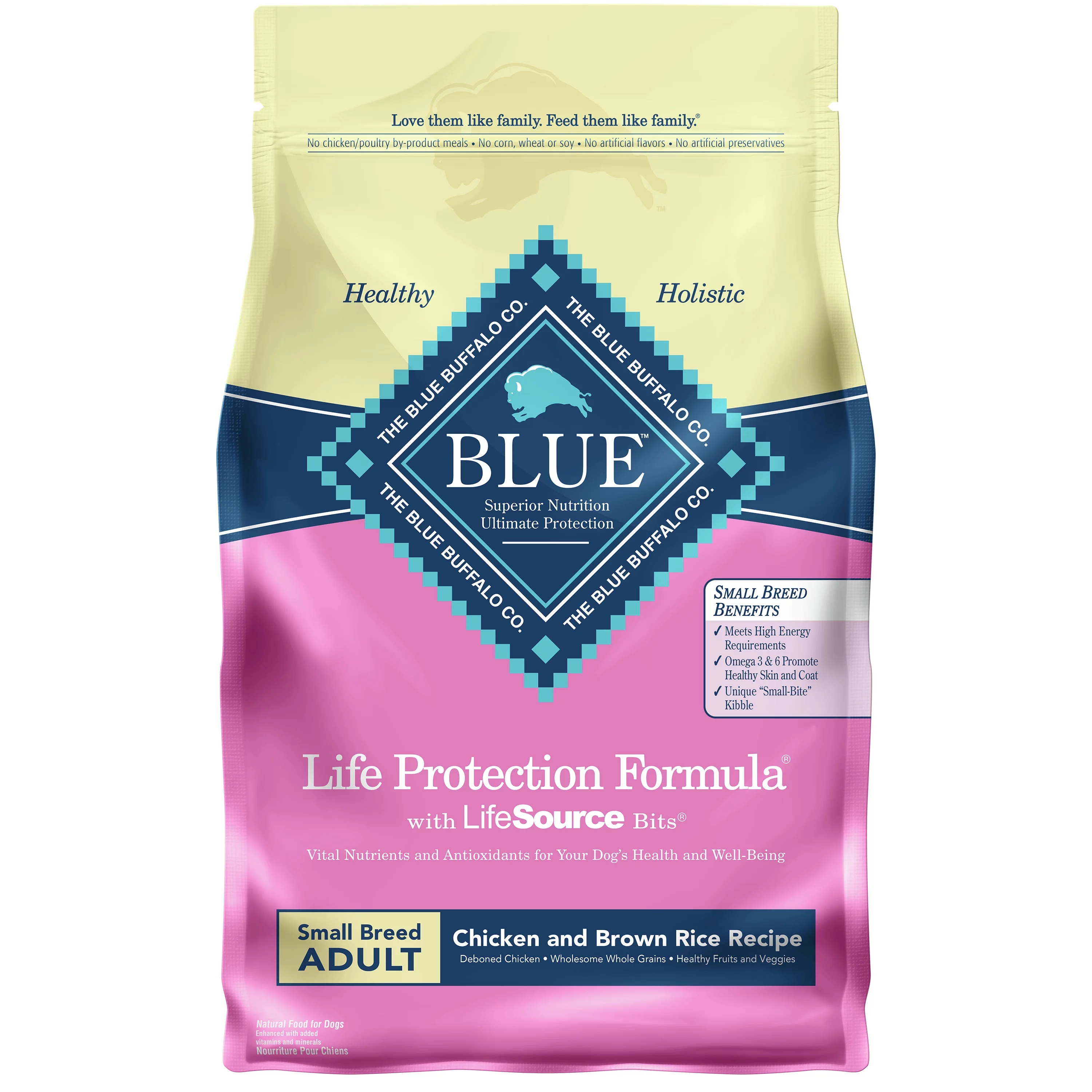 Blue Buffalo Life Protection Formula Small Breed Chicken and Brown Rice Dry Dog Food for Adult Dogs, Whole Grain, 5 lb. Bag