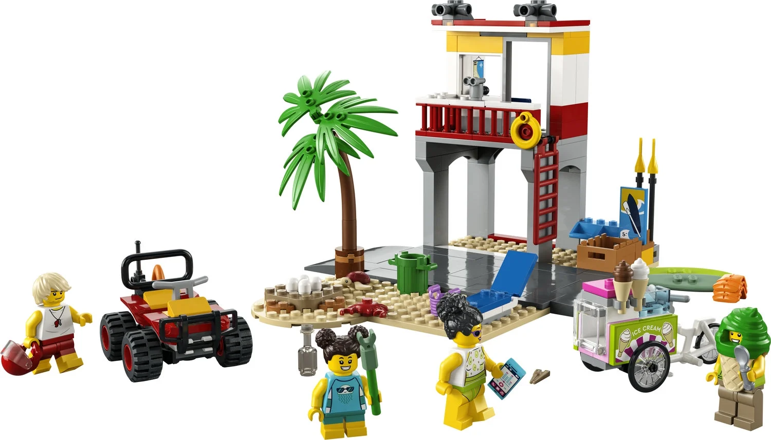 LEGO City Beach Lifeguard Station 60328 Building Kit for Ages 5+, with 4 Minifigures and Crab and Turtle Figures (211 Pieces)