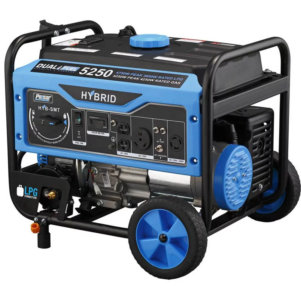 Pulsar 5250 Watt Portable Gasoline and Liquid Propane Generator with Outlets