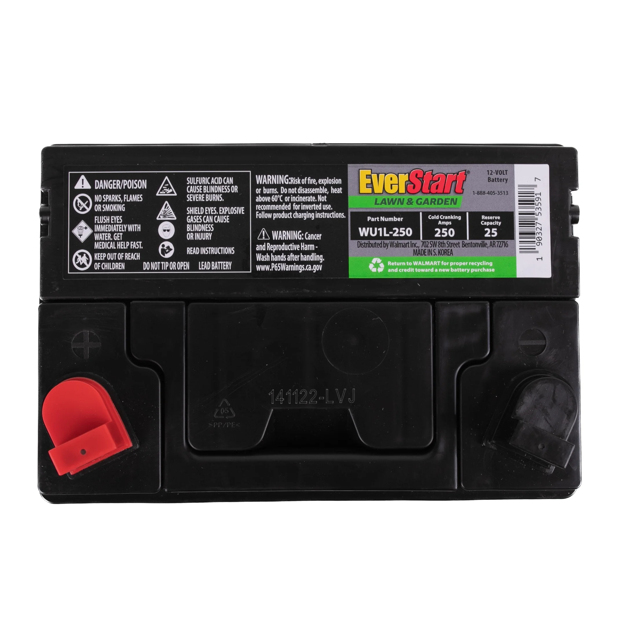 EverStart Lead Acid Lawn and Garden Battery, Group Size U1R 12 Volt, 250 CCA