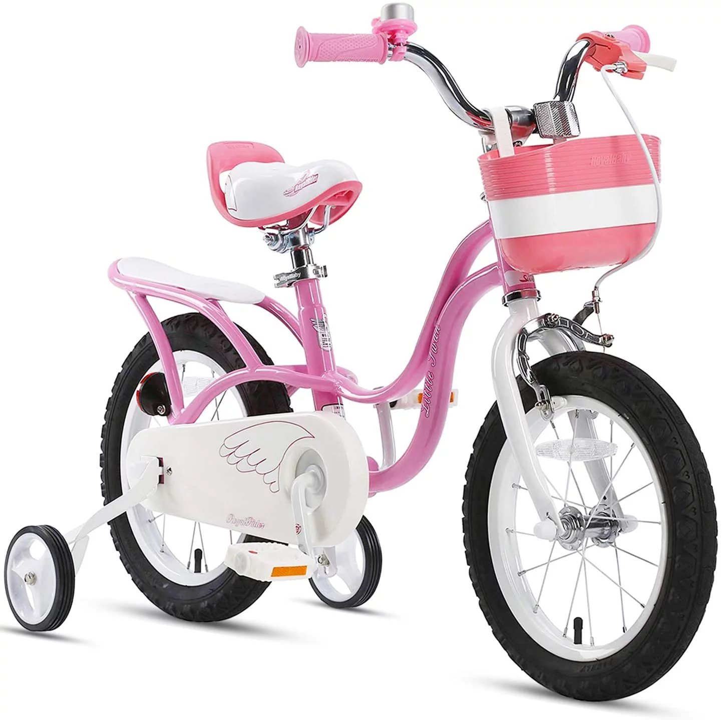 Royalbaby Little Swan Pink 14 Girl’s Bicycle with Training Wheels and Basket