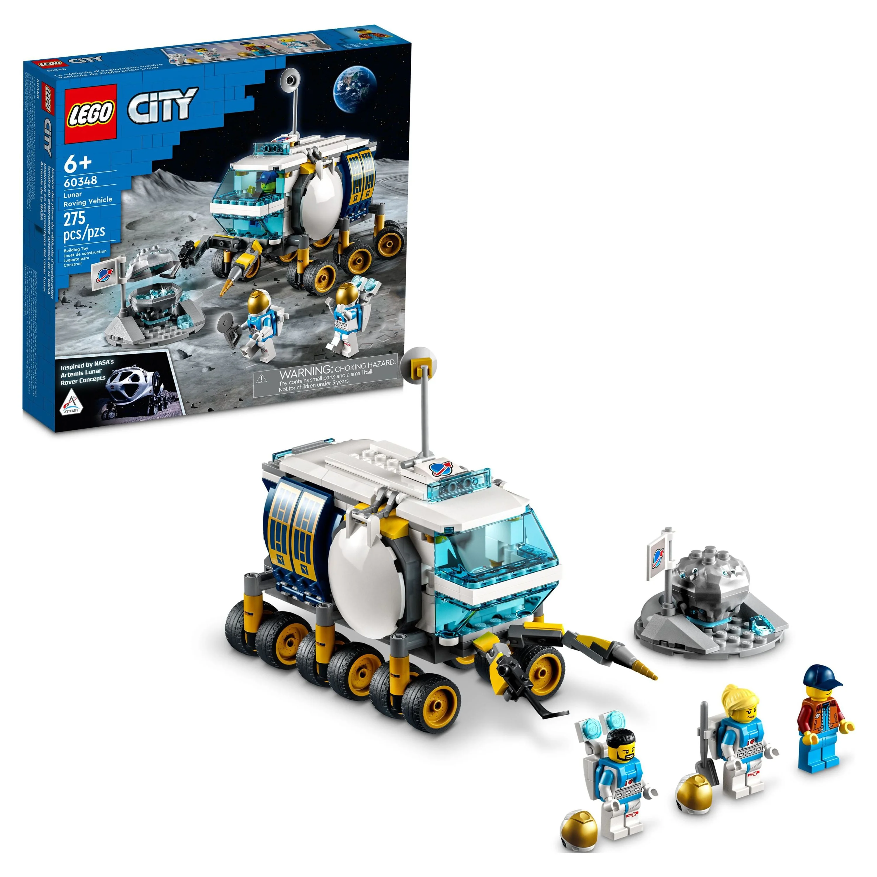 LEGO City Lunar Roving Vehicle 60348 Outer Space Toy, NASA Inspired Set for Kids 6 Plus Years Old with 3 Astronaut Minifigures