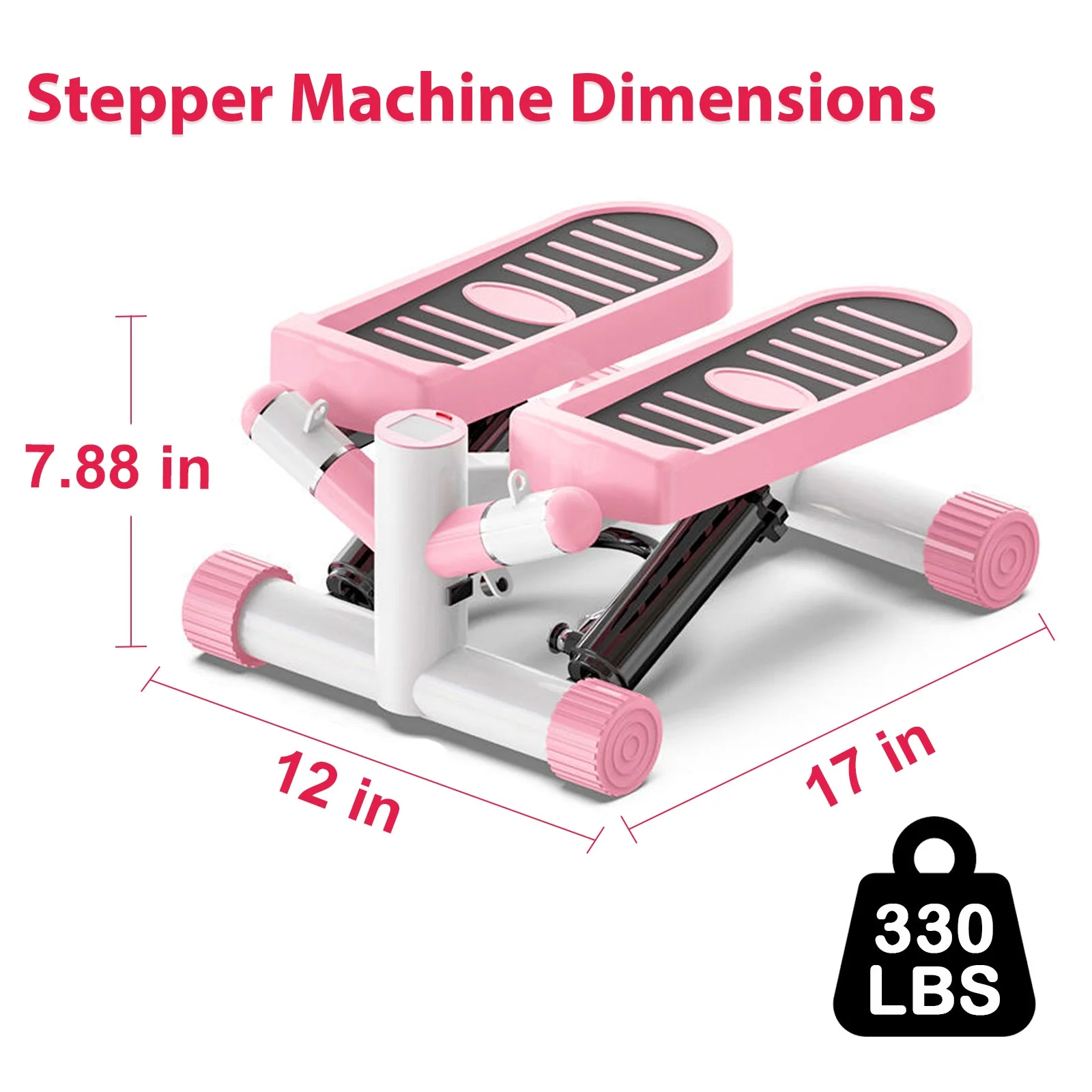 Jollebone Exercise Stepping Fitness Machine Portable Mini Stair Stepper Pink with Resistance Band